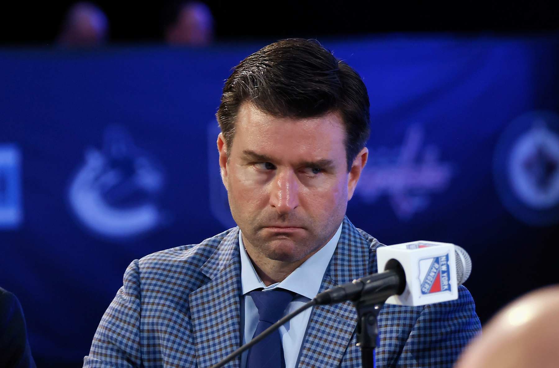 LAS VEGAS, NEVADA - JUNE 29: Chris Drury of the New York Rangers attends the NHL Draft at Sphere on June 29, 2024 in Las Vegas, Nevada. (Photo by Bruce Bennett/Getty Images)