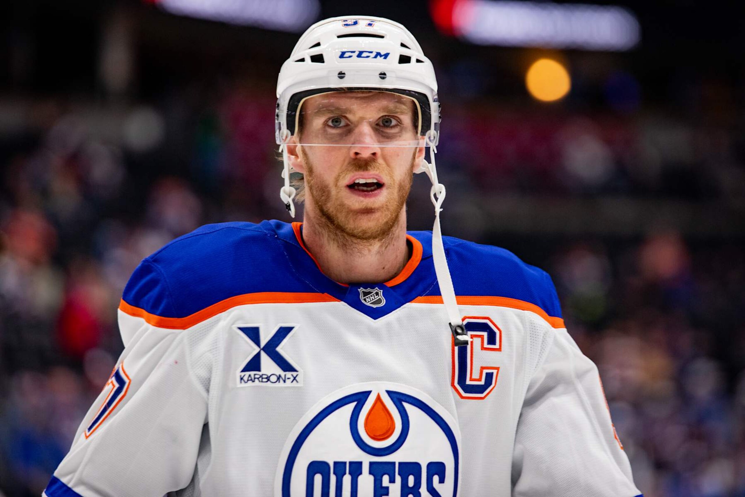 DENVER, COLORADO - JANUARY 16: Connor McDavid #97 of the Edmonton Oilers looks on during warmups ahead of the game against the Colorado Avalanche at Ball Arena on January 16, 2025 in Denver, Colorado. (Photo by Ashley Potts/NHLI via Getty Images) DENVER, COLORADO - JANUARY 16: Connor McDavid #97 of the Edmonton Oilers looks on during warmups ahead of the game against the Colorado Avalanche at Ball Arena on January 16, 2025 in Denver, Colorado. (Photo by Ashley Potts/NHLI via Getty Images)