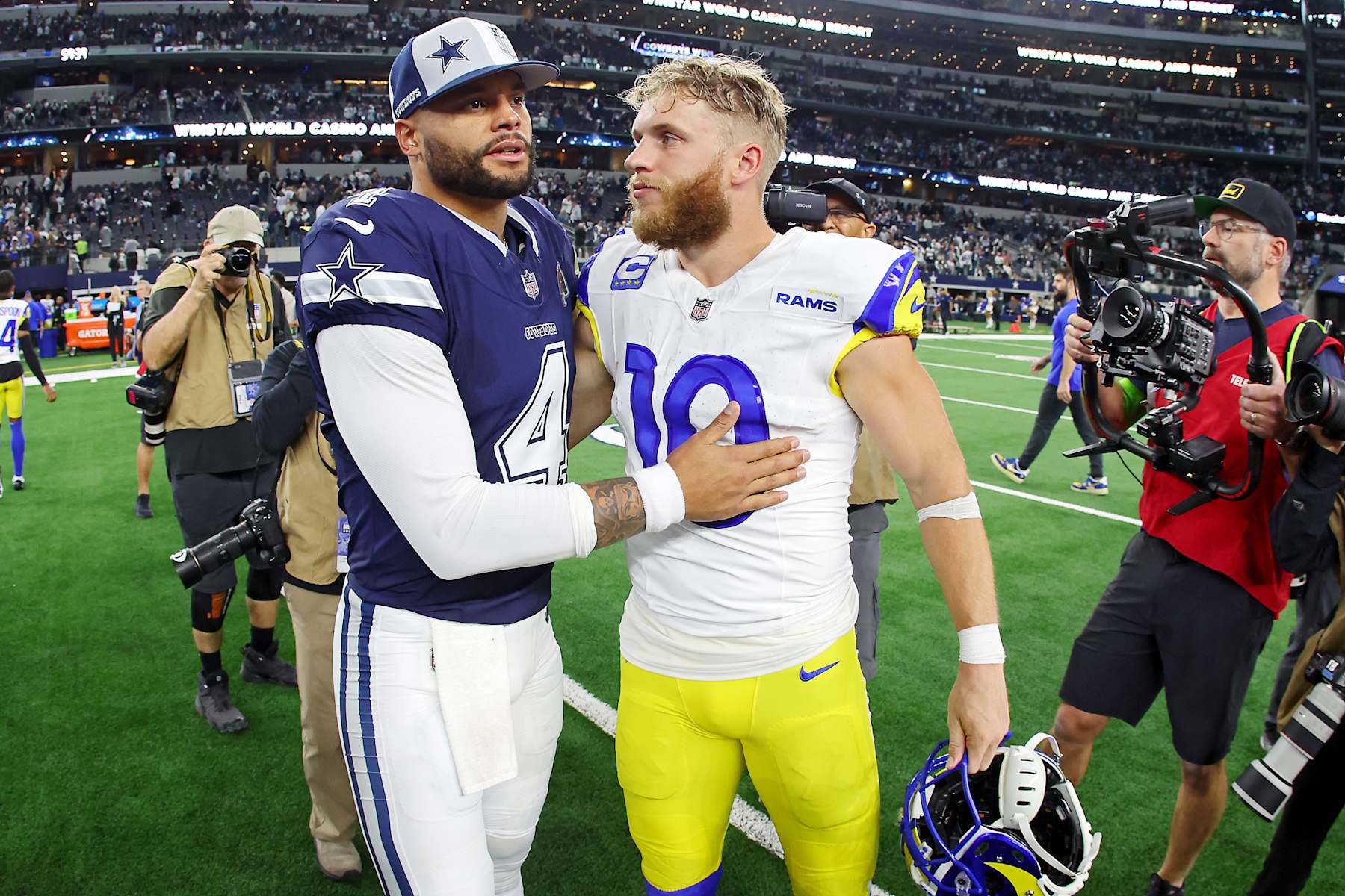 Cowboys QB Dak Prescott (left) and Rams WR Cooper Kupp (right)