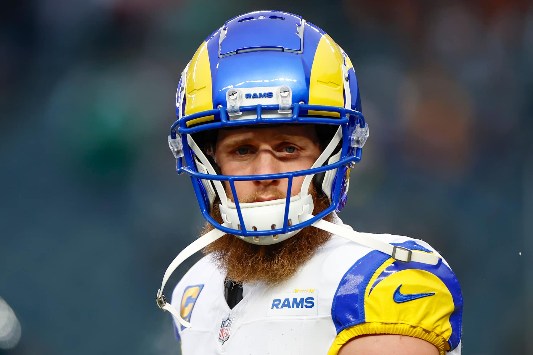 PHILADELPHIA, PENNSYLVANIA - JANUARY 19: Cooper Kupp #10 of the Los Angeles Rams warms up on the field prior to the NFC Divisional Playoff game against the Philadelphia Eagles at Lincoln Financial Field on January 19, 2025 in Philadelphia, Pennsylvania. (Photo by Brandon Sloter/Getty Images) PHILADELPHIA, PENNSYLVANIA - JANUARY 19: Cooper Kupp #10 of the Los Angeles Rams warms up on the field prior to the NFC Divisional Playoff game against the Philadelphia Eagles at Lincoln Financial Field on January 19, 2025 in Philadelphia, Pennsylvania. (Photo by Brandon Sloter/Getty Images)
