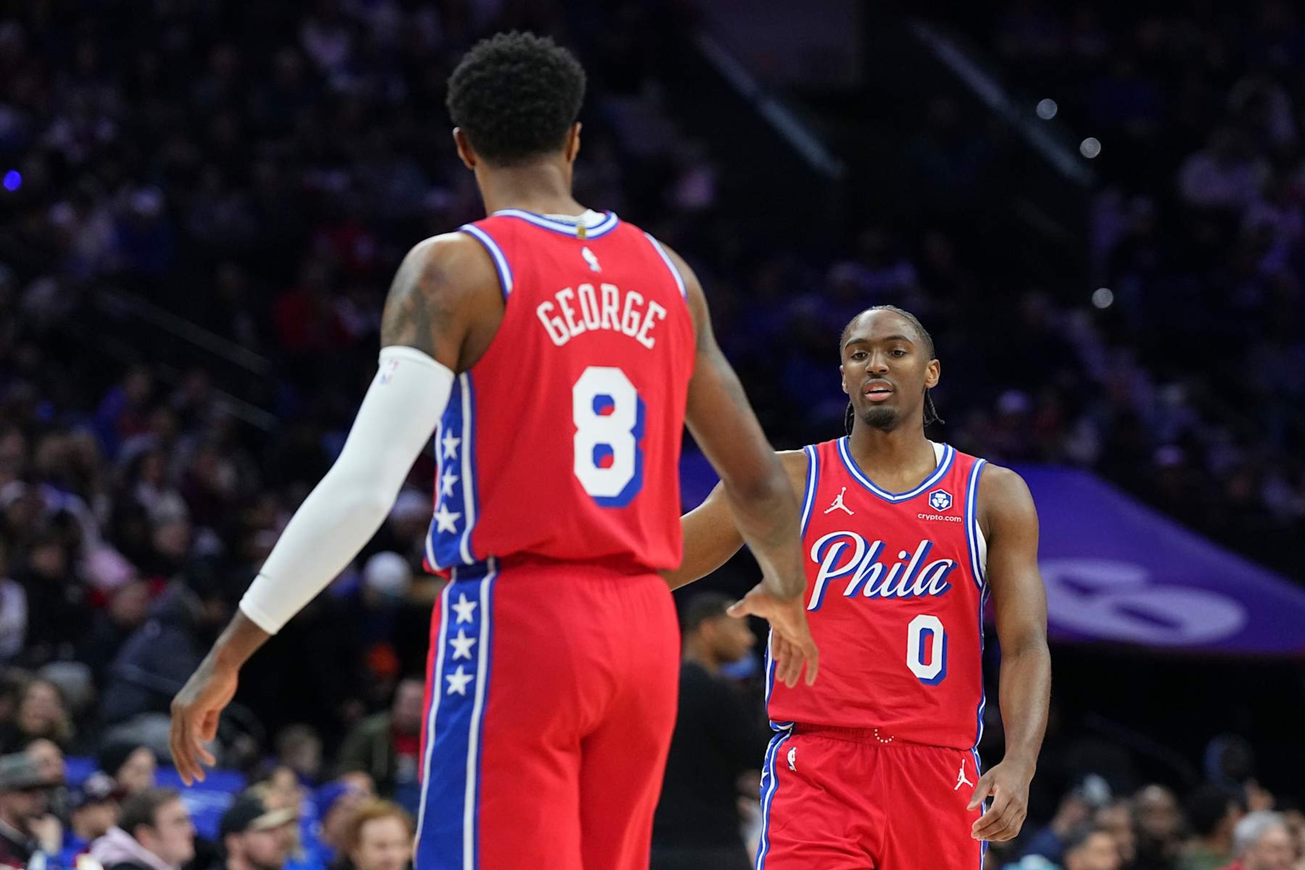 Paul George and Tyrese Maxey Paul George and Tyrese Maxey