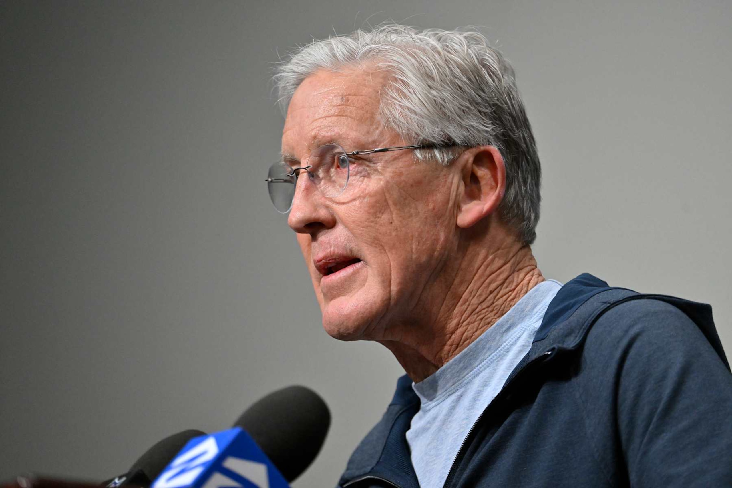 RENTON, WASHINGTON - JANUARY 10: Former Seattle Seahawks head coach Pete Carroll speaks at the Seattle Seahawks press conference at Virginia Mason Athletic Center on January 10, 2024 in Renton, Washington. (Photo by Alika Jenner/Getty Images) RENTON, WASHINGTON - JANUARY 10: Former Seattle Seahawks head coach Pete Carroll speaks at the Seattle Seahawks press conference at Virginia Mason Athletic Center on January 10, 2024 in Renton, Washington. (Photo by Alika Jenner/Getty Images)