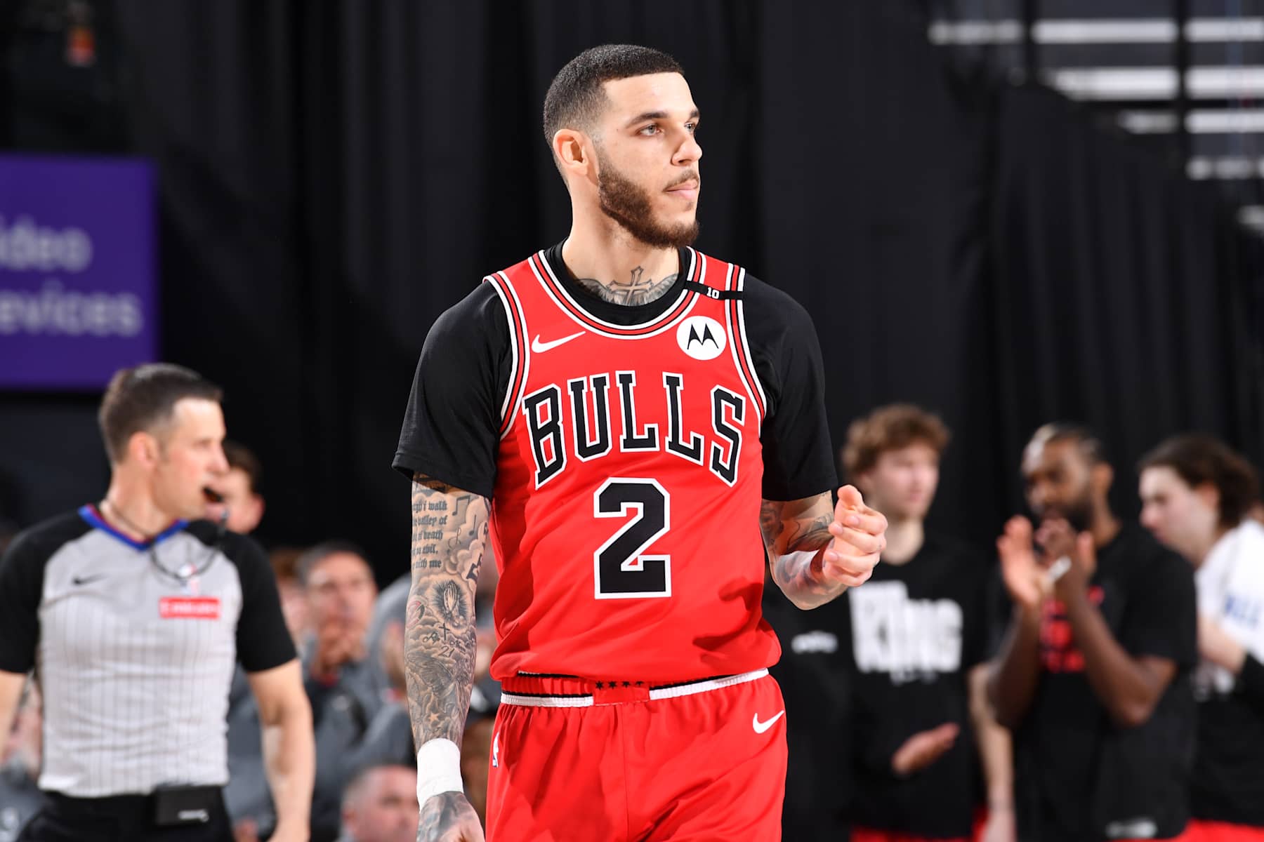 INGLEWOOD, CA - JANUARY 20:  Lonzo Ball #2 of the Chicago Bulls looks on during the game against the LA Clippers on January 20, 2025 at Intuit Dome in Los Angeles, California. NOTE TO USER: User expressly acknowledges and agrees that, by downloading and/or using this Photograph, user is consenting to the terms and conditions of the Getty Images License Agreement. Mandatory Copyright Notice: Copyright 2025 NBAE (Photo by Juan Ocampo/NBAE via Getty Images)