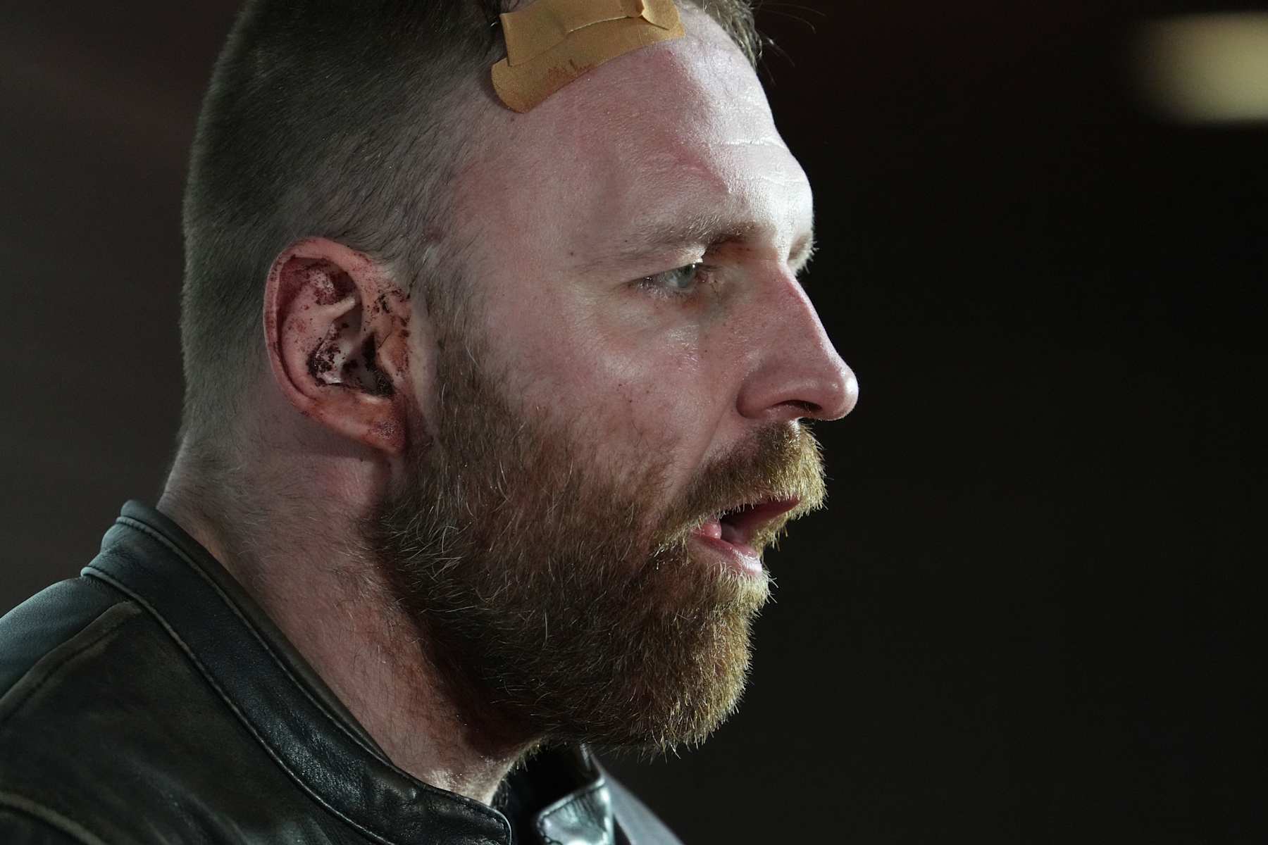 OSAKA, JAPAN - NOVEMBER 04: Jon Moxley speaks during the New Japan Pro-Wrestling at Edion Arena Osaka on November 04, 2023 in Osaka, Japan. (Photo by Etsuo Hara/Getty Images)