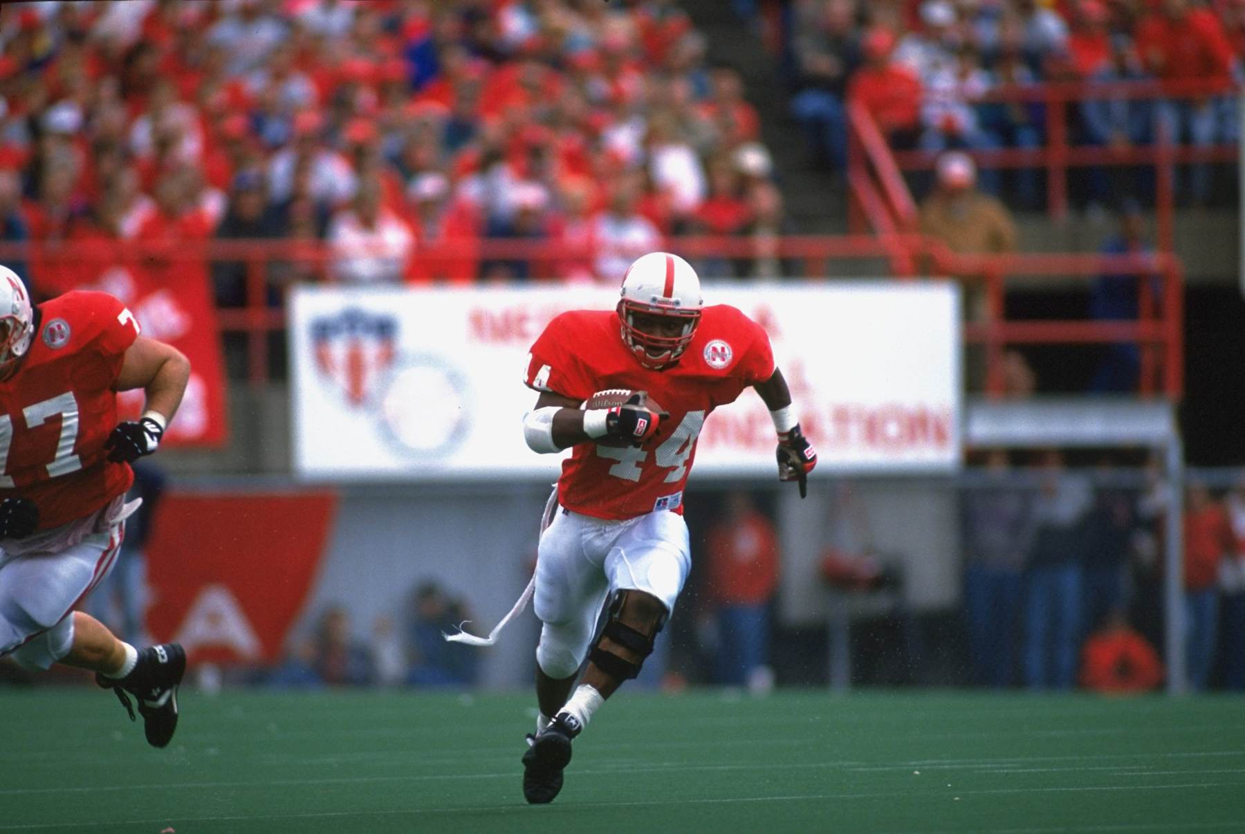 UNITED STATES - OCTOBER 16:  College Football: Nebraska Calvin Jones (44) in action vs Kansas State, Lincoln, NE 10/16/1993  (Photo by Patrick Murphy-Racey/Sports Illustrated via Getty Images)  (SetNumber: X45152)