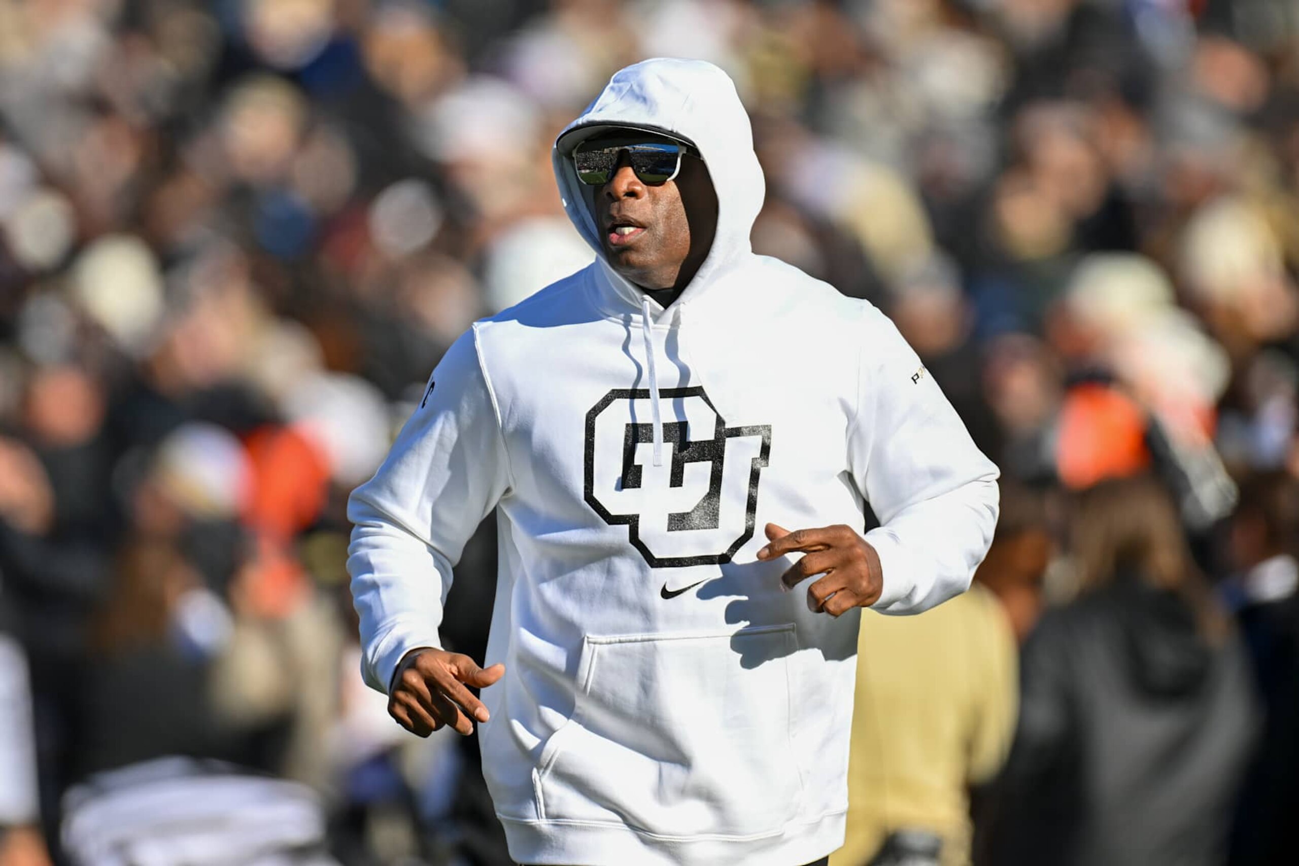 BOULDER, CO - NOVEMBER 29: Colorado head coach Deion Sanders during the college football game between the Oklahoma State University Cowboys and the University of Colorado Buffaloes on November 29, 2024 at Folsom Field in Boulder, CO. (Photo by Kevin Langley/Icon Sportswire via Getty Images) BOULDER, CO - NOVEMBER 29: Colorado head coach Deion Sanders during the college football game between the Oklahoma State University Cowboys and the University of Colorado Buffaloes on November 29, 2024 at Folsom Field in Boulder, CO. (Photo by Kevin Langley/Icon Sportswire via Getty Images)