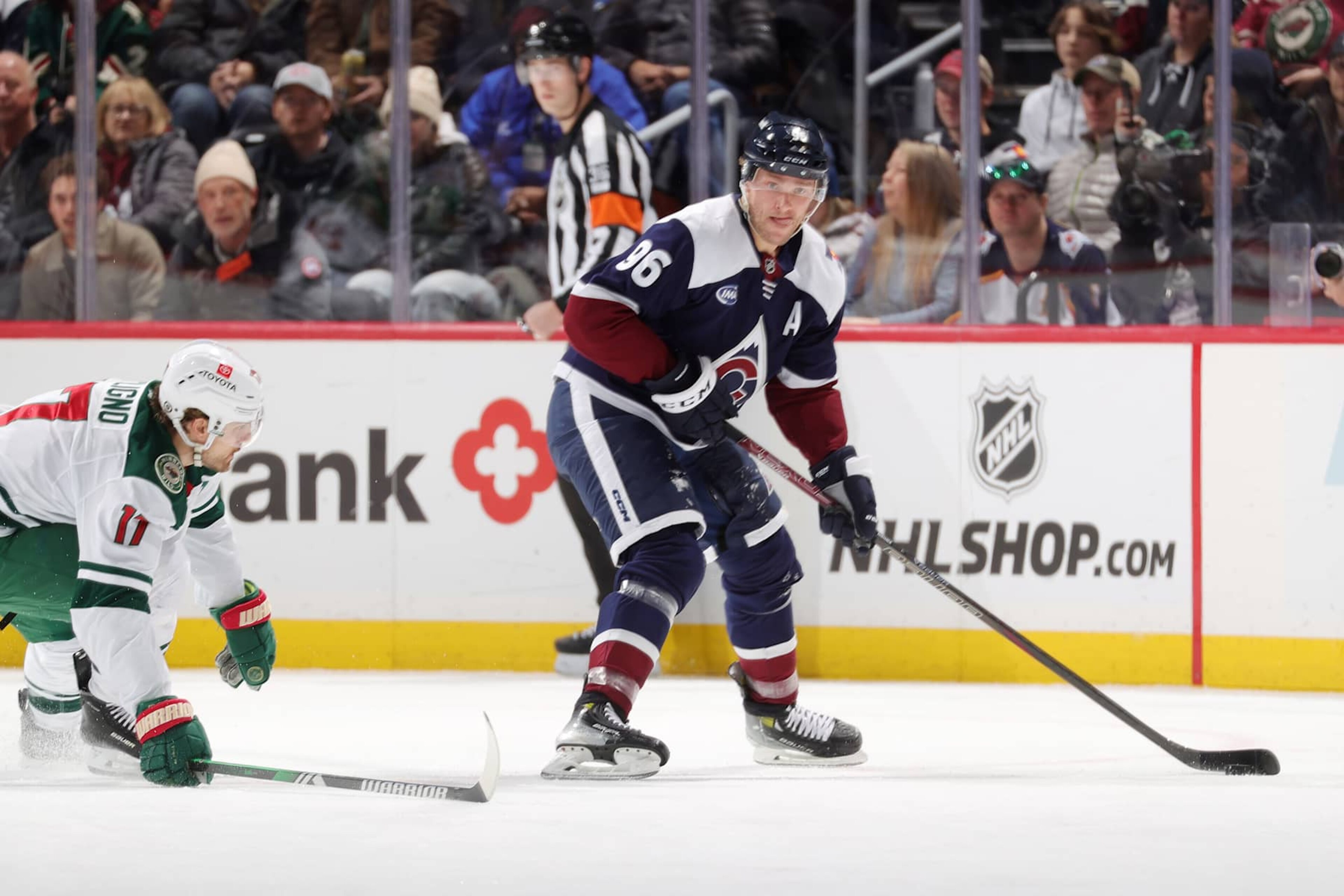 DENVER, COLORADO - JANUARY 20: Mikko Rantanen #96 of the Colorado Avalanche skates against the Minnesota Wild at Ball Arena on January 20, 2025 in Denver, Colorado. (Photo by Michael Martin/NHLI via Getty Images) DENVER, COLORADO - JANUARY 20: Mikko Rantanen #96 of the Colorado Avalanche skates against the Minnesota Wild at Ball Arena on January 20, 2025 in Denver, Colorado. (Photo by Michael Martin/NHLI via Getty Images)