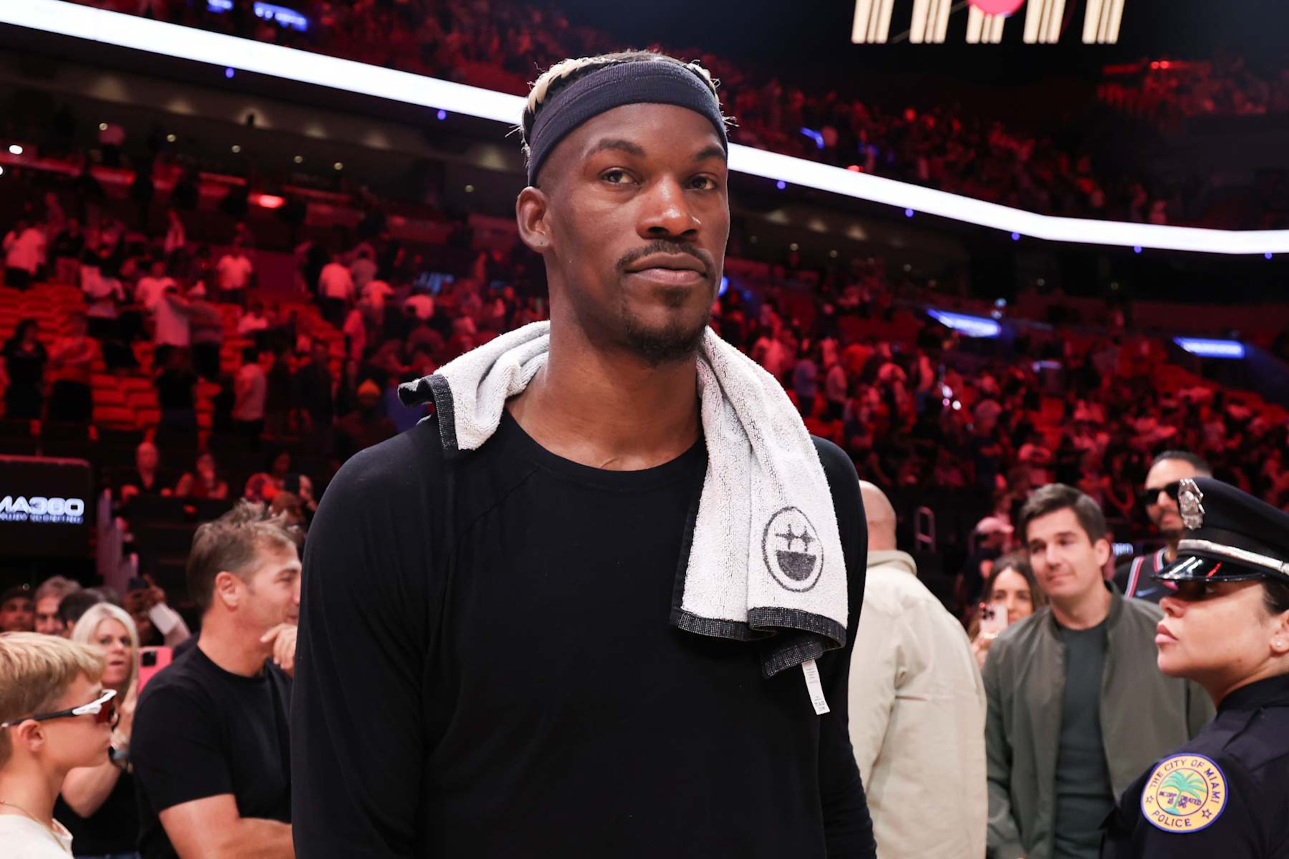 MIAMI, FLORIDA - JANUARY 19: Jimmy Butler #22 of the Miami Heat walks off the court after defeating the San Antonio Spurs at Kaseya Center on January 19, 2025 in Miami, Florida. NOTE TO USER: User expressly acknowledges and agrees that, by downloading and or using this photograph, User is consenting to the terms and conditions of the Getty Images License Agreement. (Photo by Megan Briggs/Getty Images) MIAMI, FLORIDA - JANUARY 19: Jimmy Butler #22 of the Miami Heat walks off the court after defeating the San Antonio Spurs at Kaseya Center on January 19, 2025 in Miami, Florida. NOTE TO USER: User expressly acknowledges and agrees that, by downloading and or using this photograph, User is consenting to the terms and conditions of the Getty Images License Agreement. (Photo by Megan Briggs/Getty Images)