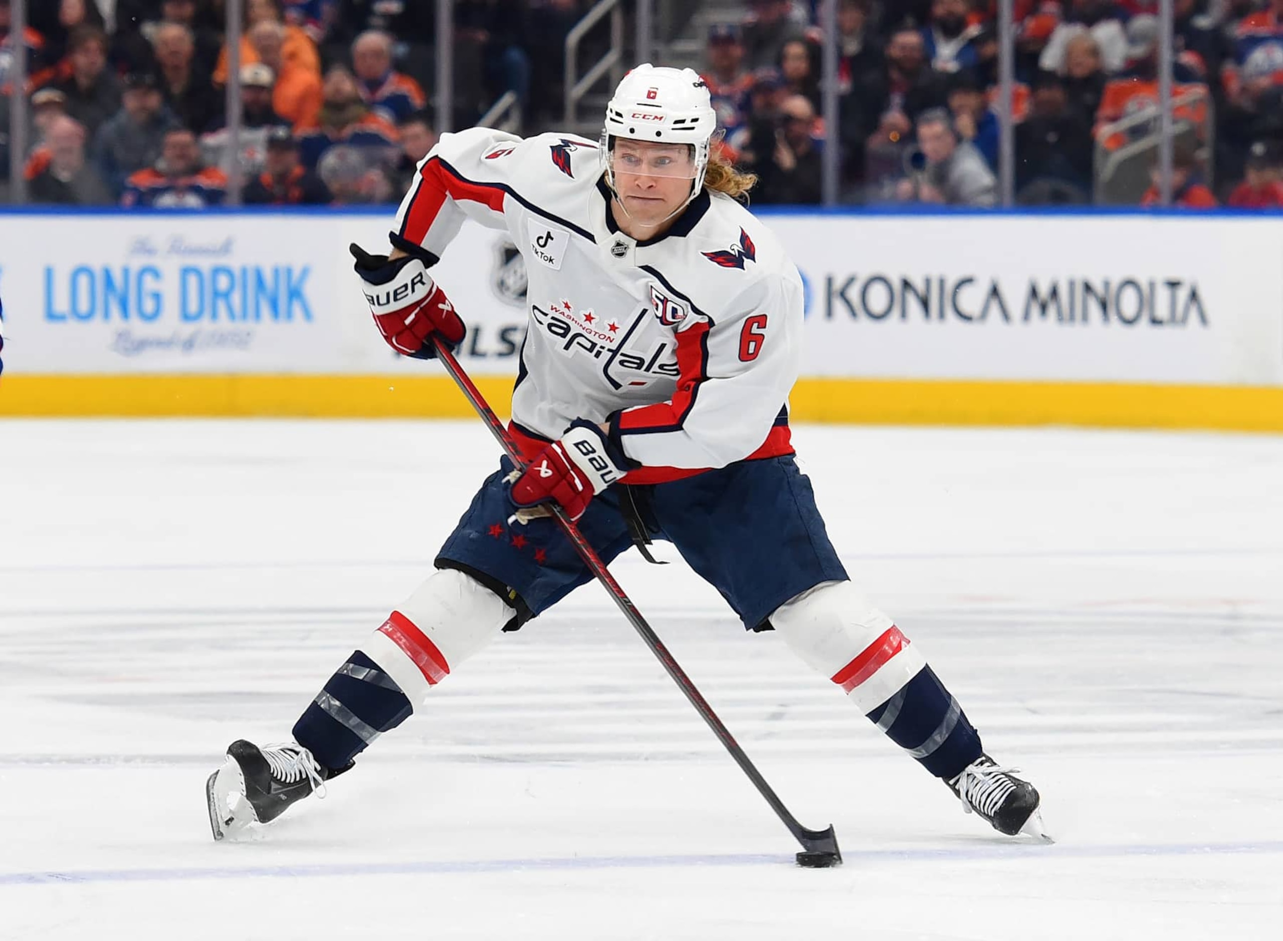 EDMONTON, CANADA - JANUARY 21: Jakob Chychrun #6 of the Washington Capitals in action during the game against the Edmonton Oilers at Rogers Place on January 21, 2025, in Edmonton, Alberta, Canada. (Photo by Leila Devlin/Getty Images) EDMONTON, CANADA - JANUARY 21: Jakob Chychrun #6 of the Washington Capitals in action during the game against the Edmonton Oilers at Rogers Place on January 21, 2025, in Edmonton, Alberta, Canada. (Photo by Leila Devlin/Getty Images)