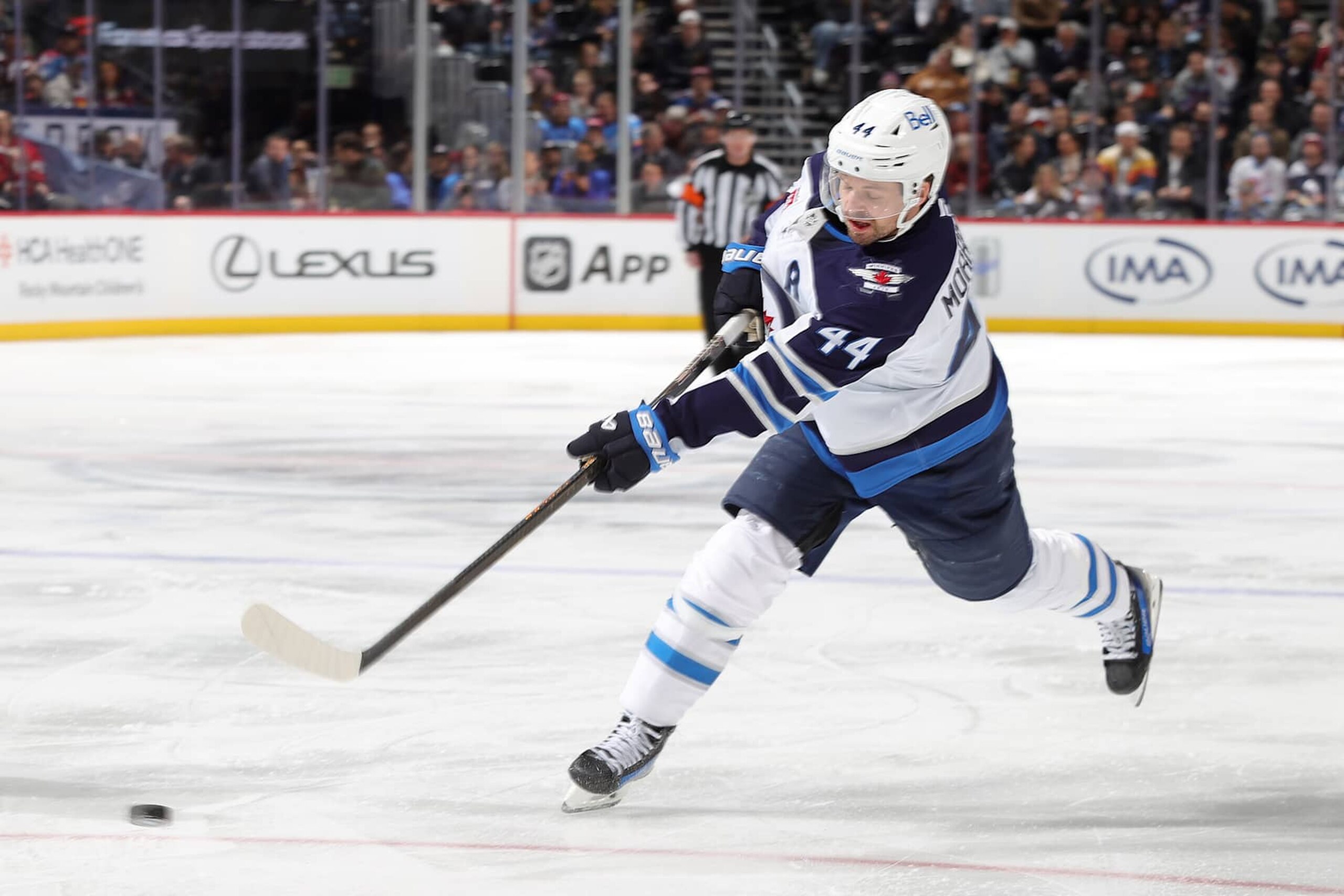DENVER, COLORADO - JANUARY 22: Josh Morrissey #44 of the Winnipeg Jets shoots against the Colorado Avalanche at Ball Arena on January 22, 2025 in Denver, Colorado. (Photo by Michael Martin/NHLI via Getty Images) DENVER, COLORADO - JANUARY 22: Josh Morrissey #44 of the Winnipeg Jets shoots against the Colorado Avalanche at Ball Arena on January 22, 2025 in Denver, Colorado. (Photo by Michael Martin/NHLI via Getty Images)