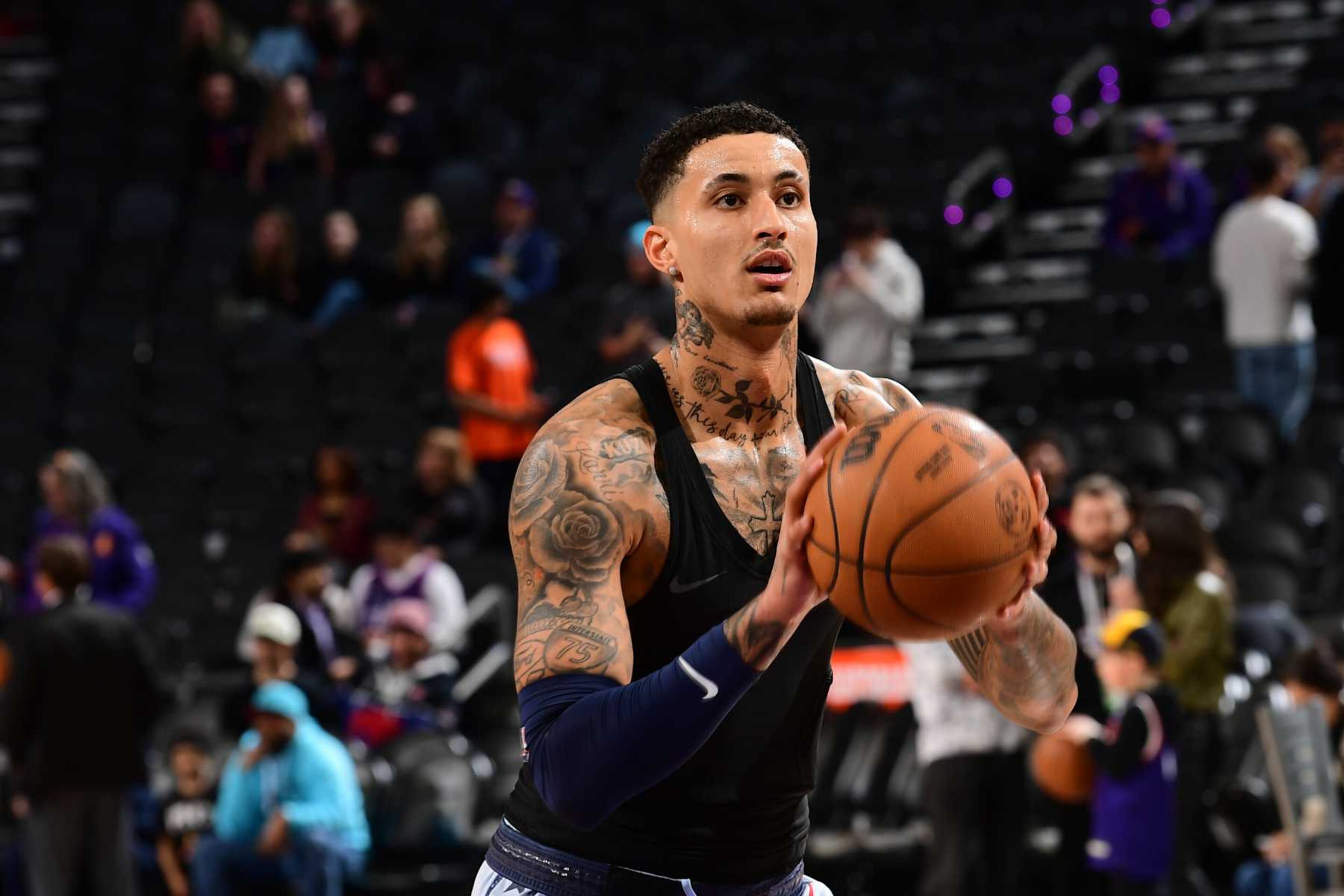 PHOENIX, AZ - JANUARY 25: Kyle Kuzma #33 of the Washington Wizards warms up before the game against the Phoenix Suns on January 25, 2025 at Footprint Center in Phoenix, Arizona. NOTE TO USER: User expressly acknowledges and agrees that, by downloading and or using this photograph, user is consenting to the terms and conditions of the Getty Images License Agreement. Mandatory Copyright Notice: Copyright 2025 NBAE (Photo by Kate Frese/NBAE via Getty Images) PHOENIX, AZ - JANUARY 25: Kyle Kuzma #33 of the Washington Wizards warms up before the game against the Phoenix Suns on January 25, 2025 at Footprint Center in Phoenix, Arizona. NOTE TO USER: User expressly acknowledges and agrees that, by downloading and or using this photograph, user is consenting to the terms and conditions of the Getty Images License Agreement. Mandatory Copyright Notice: Copyright 2025 NBAE (Photo by Kate Frese/NBAE via Getty Images)