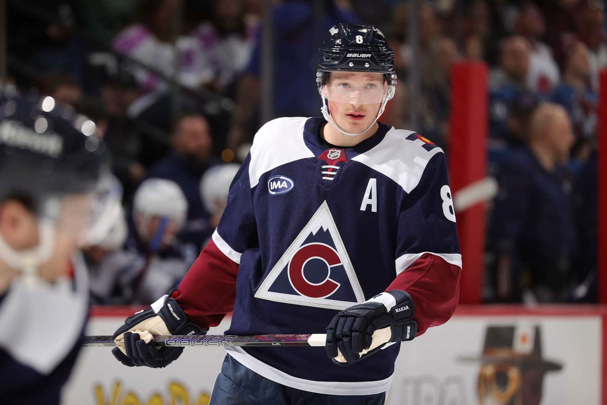 DENVER, COLORADO - JANUARY 22: Cale Makar #8 of the Colorado Avalanche skates during a pause in play against the Winnipeg Jets at Ball Arena on January 22, 2025 in Denver, Colorado. (Photo by Michael Martin/NHLI via Getty Images) DENVER, COLORADO - JANUARY 22: Cale Makar #8 of the Colorado Avalanche skates during a pause in play against the Winnipeg Jets at Ball Arena on January 22, 2025 in Denver, Colorado. (Photo by Michael Martin/NHLI via Getty Images)