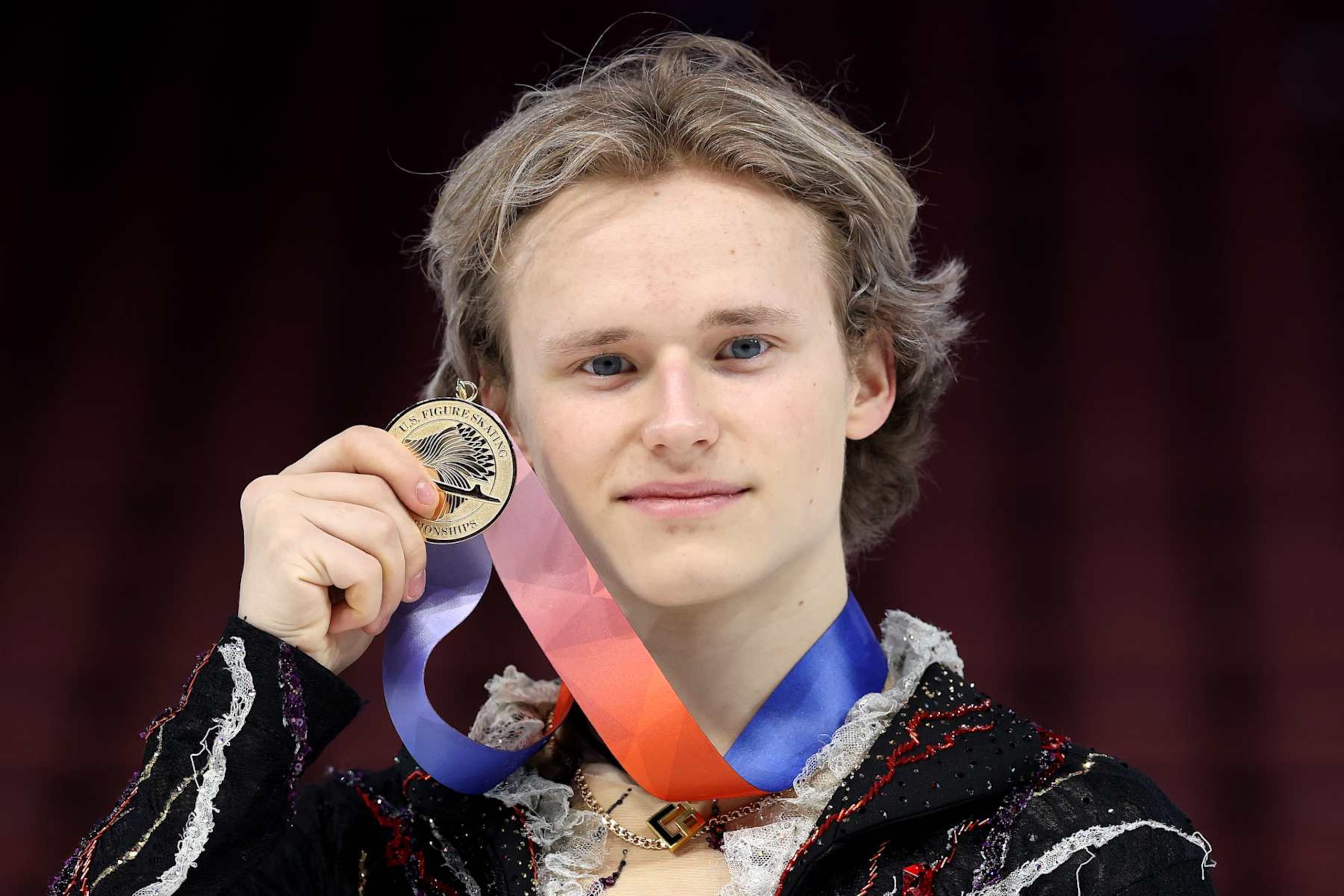 WICHITA, KANSAS - JANUARY 26: Ilia Malinin poses after the medal ceremony for the Championship Men during the 2025 Prevagen U.S. Figure Skating Championships at Intrust Bank Arena on January 26, 2025 in Wichita, Kansas. (Photo by Matthew Stockman/Getty Images) WICHITA, KANSAS - JANUARY 26: Ilia Malinin poses after the medal ceremony for the Championship Men during the 2025 Prevagen U.S. Figure Skating Championships at Intrust Bank Arena on January 26, 2025 in Wichita, Kansas. (Photo by Matthew Stockman/Getty Images)