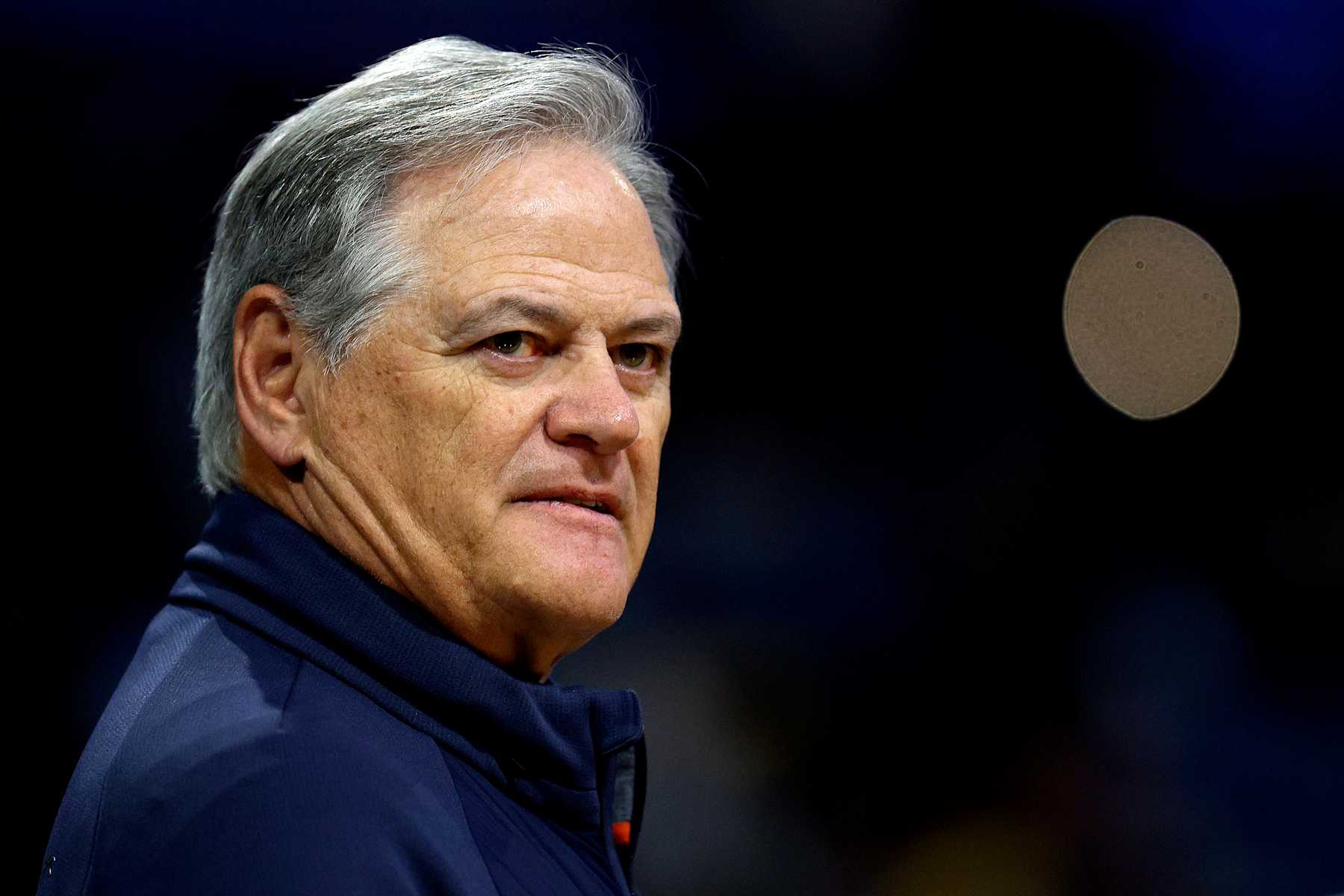 NEW ORLEANS, LOUISIANA - NOVEMBER 18:  Executive Vice President/General Manager Mickey Loomis of the New Orleans Saints looks on prior to the start of an NBA game between the New Orleans Pelicans and the Boston Celtics at Smoothie King Center on November 18, 2022 in New Orleans, Louisiana. NOTE TO USER: User expressly acknowledges and agrees that, by downloading and or using this photograph, User is consenting to the terms and conditions of the Getty Images License Agreement. (Photo by Sean Gardner/Getty Images)