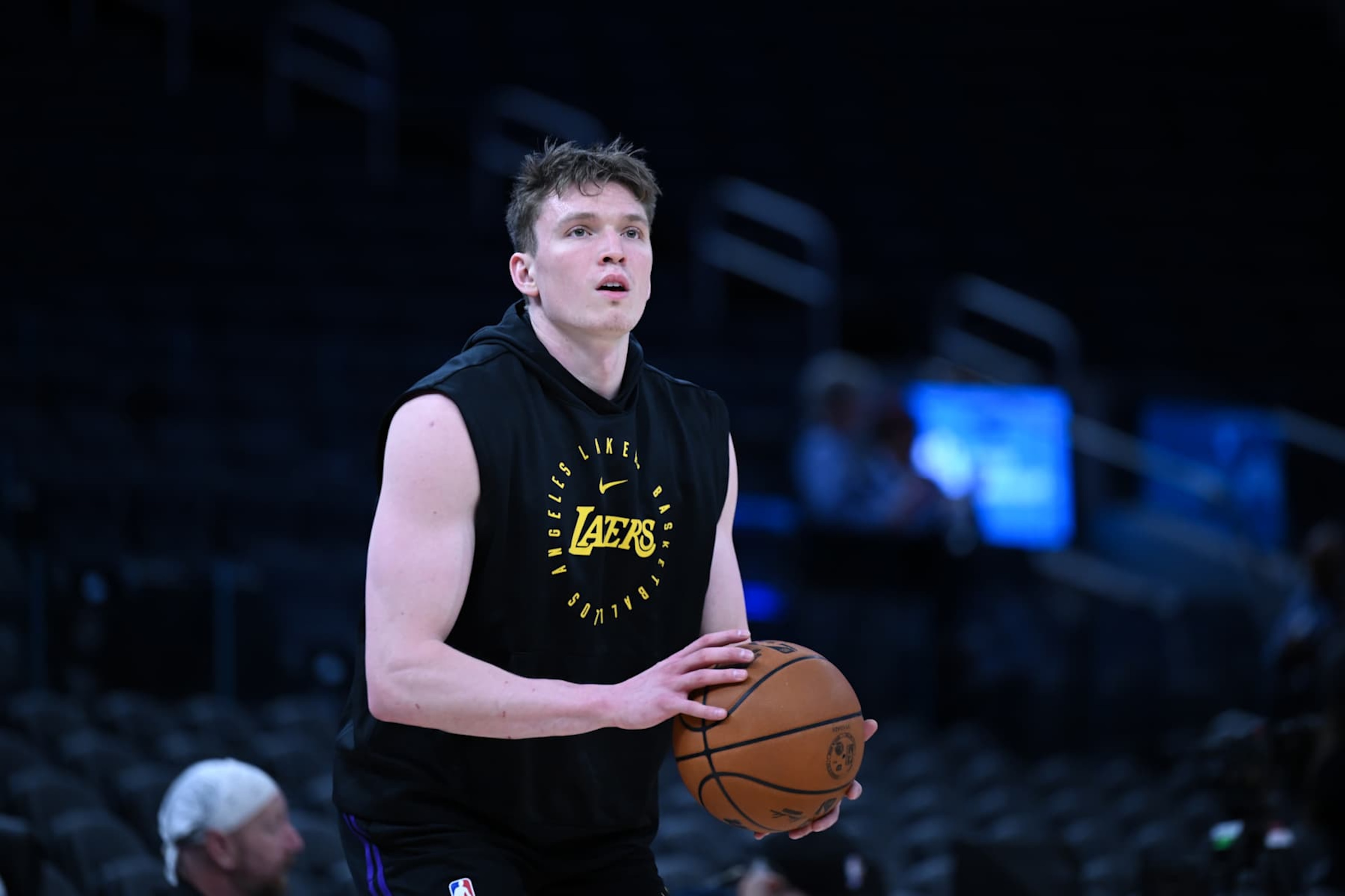 SAN FRANCISCO, CA - JANUARY 25: Dalton Knecht of Los Angeles Lakers warms up before the NBA game between Los Angeles Lakers and Golden State Warriors at Chase Center on January 25, 2025 in San Francisco, California, United States. (Photo by Tayfun Coskun/Anadolu via Getty Images) SAN FRANCISCO, CA - JANUARY 25: Dalton Knecht of Los Angeles Lakers warms up before the NBA game between Los Angeles Lakers and Golden State Warriors at Chase Center on January 25, 2025 in San Francisco, California, United States. (Photo by Tayfun Coskun/Anadolu via Getty Images)