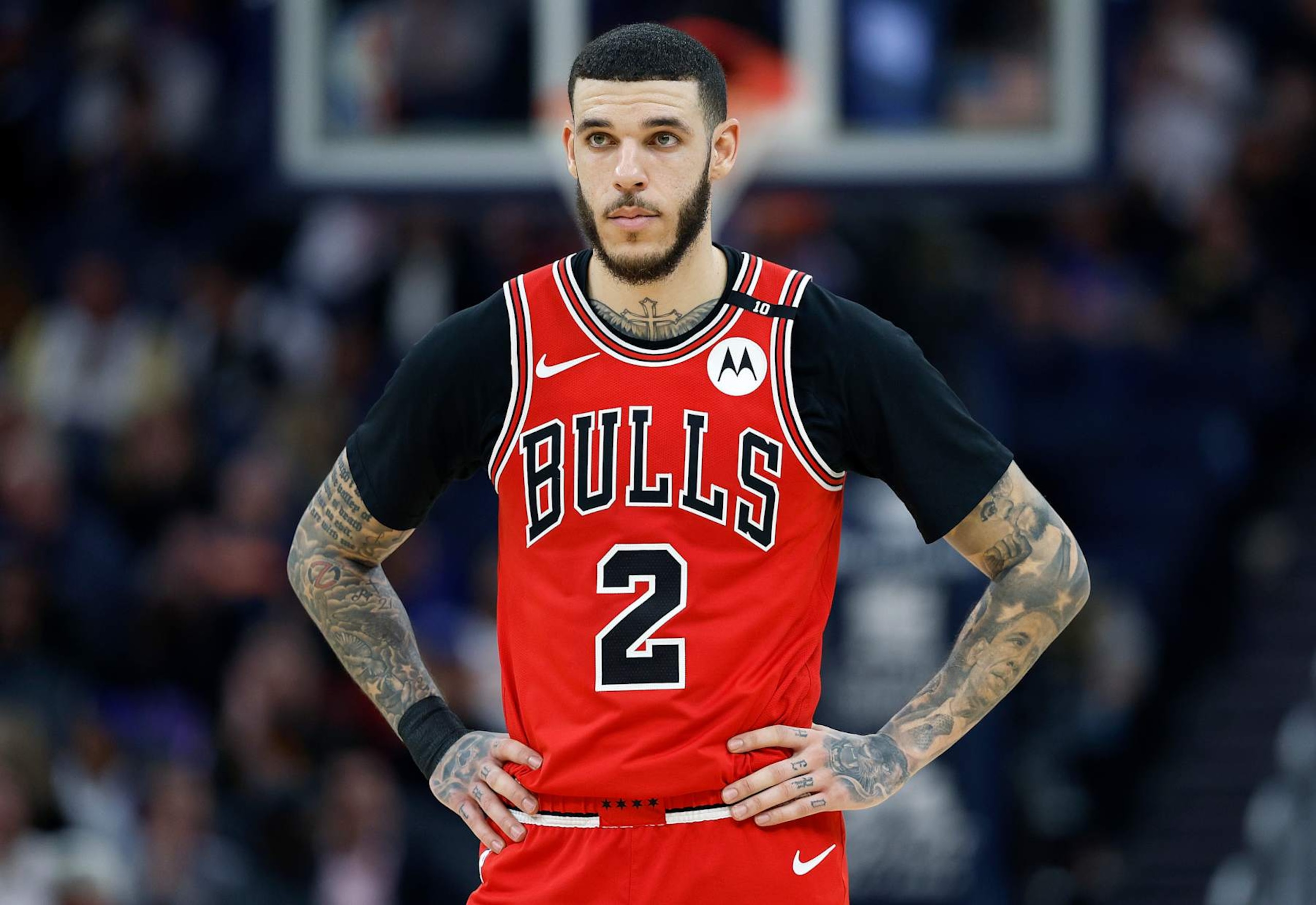 SAN FRANCISCO, CALIFORNIA - JANUARY 23: Lonzo Ball #2 of the Chicago Bulls looks on against the Golden State Warriors during the second half of an NBA basketball game at Chase Center on January 23, 2025 in San Francisco, California. NOTE TO USER: User expressly acknowledges and agrees that, by downloading and or using this photograph, User is consenting to the terms and conditions of the Getty Images License Agreement. (Photo by Thearon W. Henderson/Getty Images) SAN FRANCISCO, CALIFORNIA - JANUARY 23: Lonzo Ball #2 of the Chicago Bulls looks on against the Golden State Warriors during the second half of an NBA basketball game at Chase Center on January 23, 2025 in San Francisco, California. NOTE TO USER: User expressly acknowledges and agrees that, by downloading and or using this photograph, User is consenting to the terms and conditions of the Getty Images License Agreement. (Photo by Thearon W. Henderson/Getty Images)