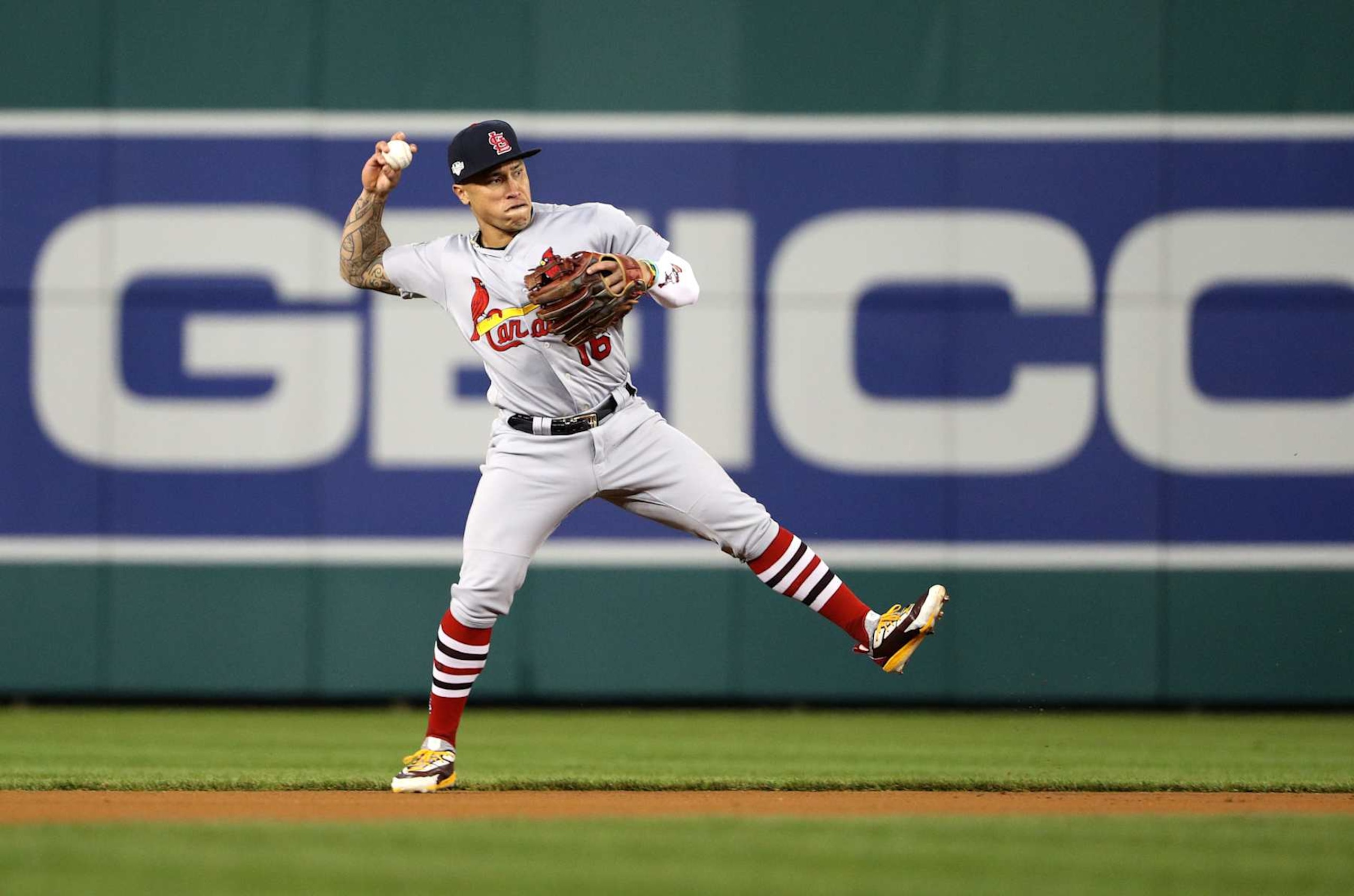 WASHINGTON, DC - OCTOBER 14: Kolten Wong #16 of the St. Louis Cardinals fields the ball for an out on Trea Turner #7 of the Washington Nationals during the first inning of game three of the National League Championship Series at Nationals Park on October 14, 2019 in Washington, DC. (Photo by Patrick Smith/Getty Images) WASHINGTON, DC - OCTOBER 14: Kolten Wong #16 of the St. Louis Cardinals fields the ball for an out on Trea Turner #7 of the Washington Nationals during the first inning of game three of the National League Championship Series at Nationals Park on October 14, 2019 in Washington, DC. (Photo by Patrick Smith/Getty Images)