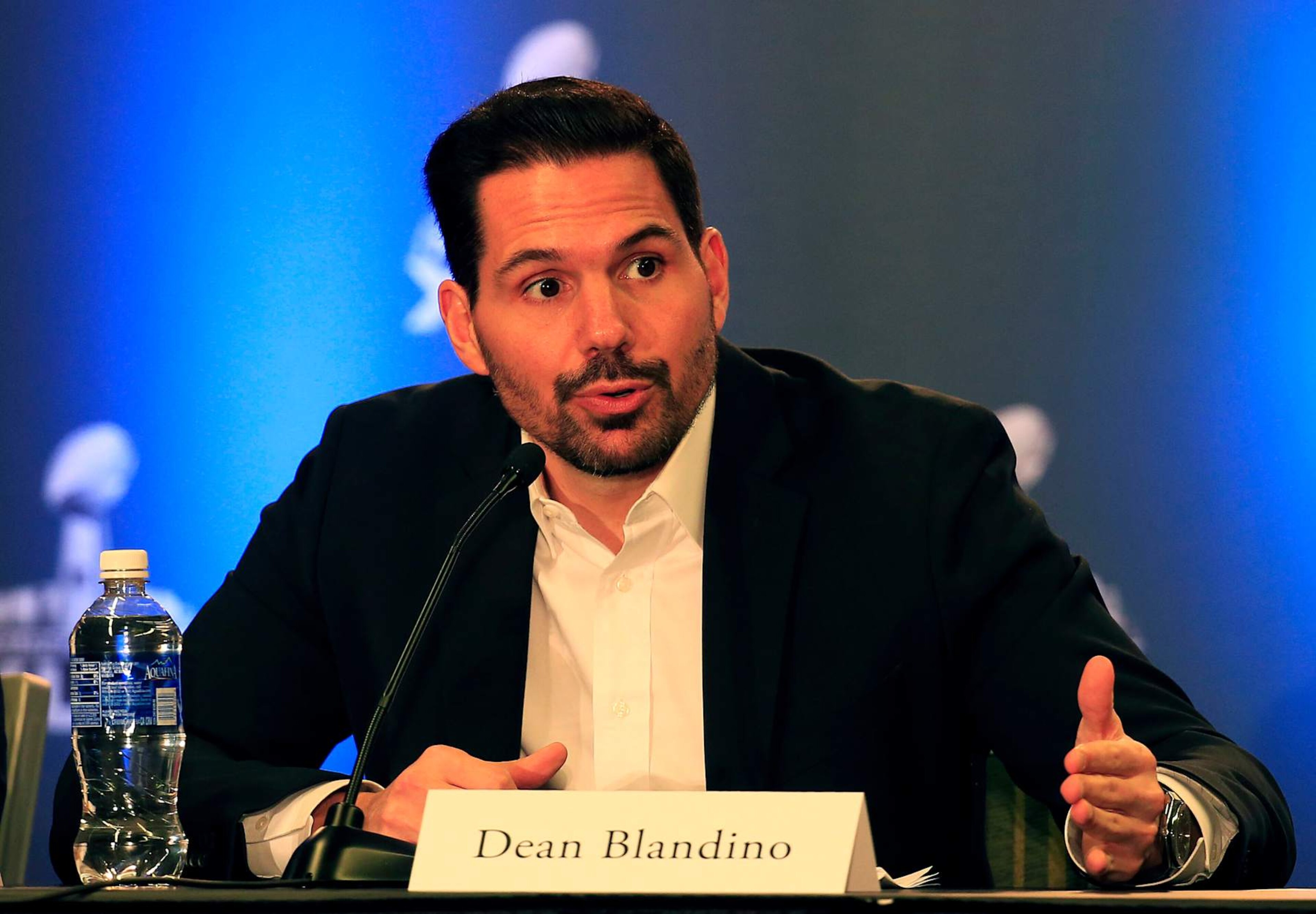 PHOENIX, AZ - JANUARY 29: NFL Vice President of Officiating Dean Blandino attends the Super Bowl XLIX Football Operations Press Conference on January 29, 2015 in Phoenix, Arizona. (Photo by Rob Carr/Getty Images) PHOENIX, AZ - JANUARY 29: NFL Vice President of Officiating Dean Blandino attends the Super Bowl XLIX Football Operations Press Conference on January 29, 2015 in Phoenix, Arizona. (Photo by Rob Carr/Getty Images)