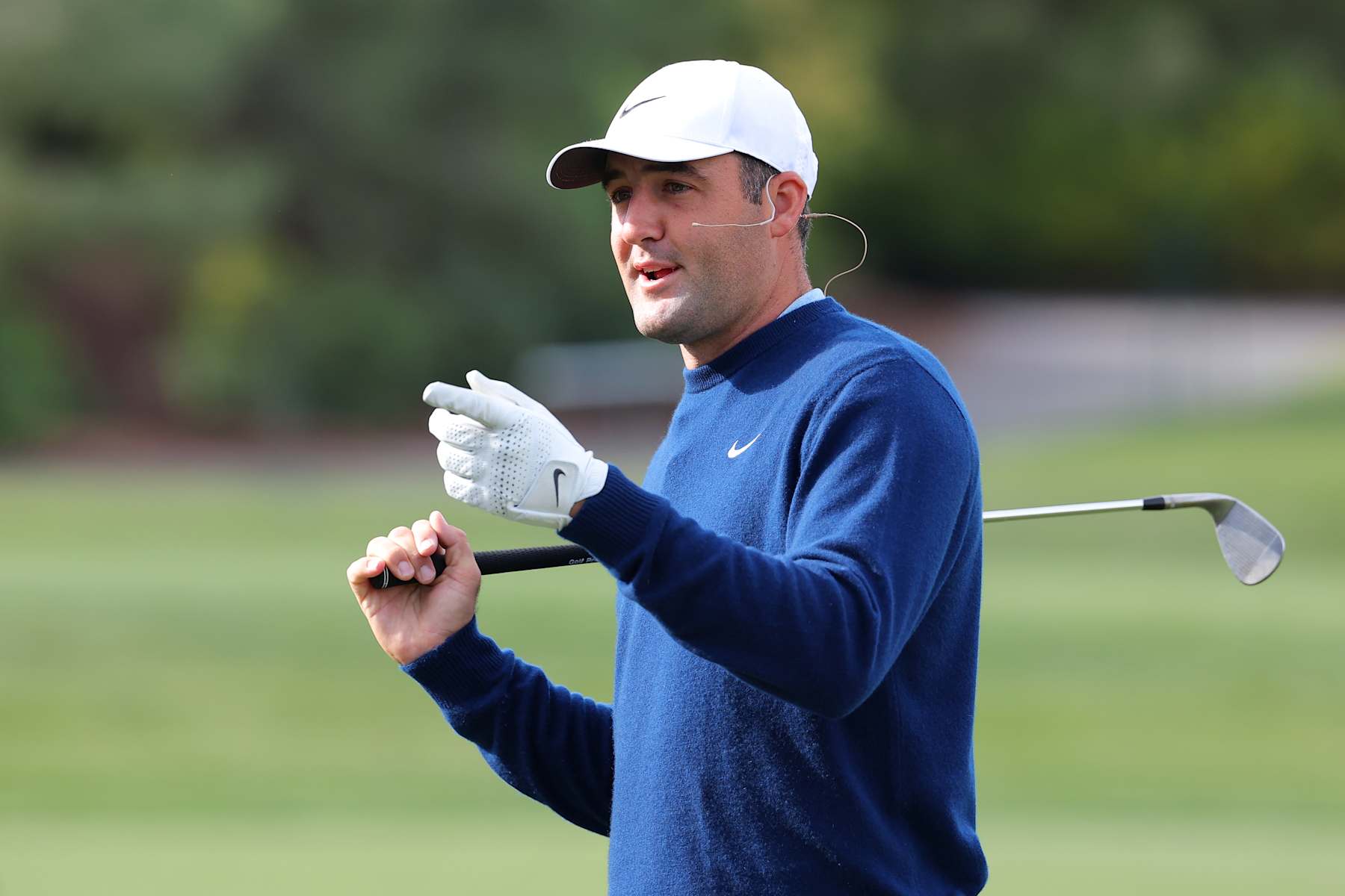 LAS VEGAS, NEVADA - DECEMBER 16: Scottie Scheffler of the PGA Tour looks on before The Showdown: McIlroy and Scheffler v DeChambeau and Koepka at Shadow Creek Golf Course on December 16, 2024 in Las Vegas, Nevada. (Photo by Kevin C. Cox/Getty Images for The Showdown)