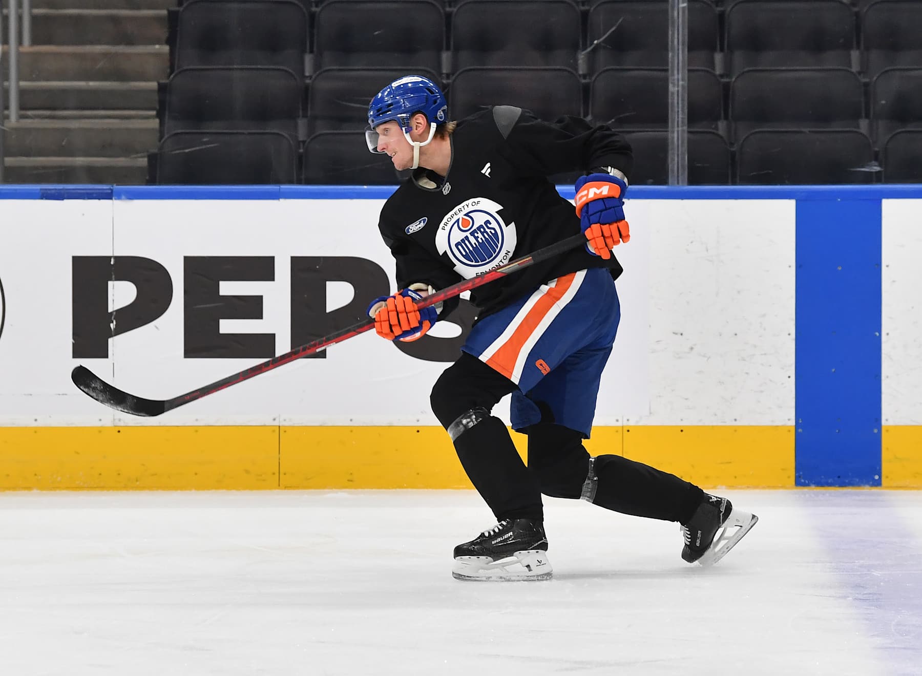 EDMONTON, CANADA - JANUARY 20: John Klingberg #36 of the Edmonton Oilers practices for the first time with his new team at Rogers Place on January 20, 2025, in Edmonton, Alberta, Canada. (Photo by Andy Devlin/NHLI via Getty Images)