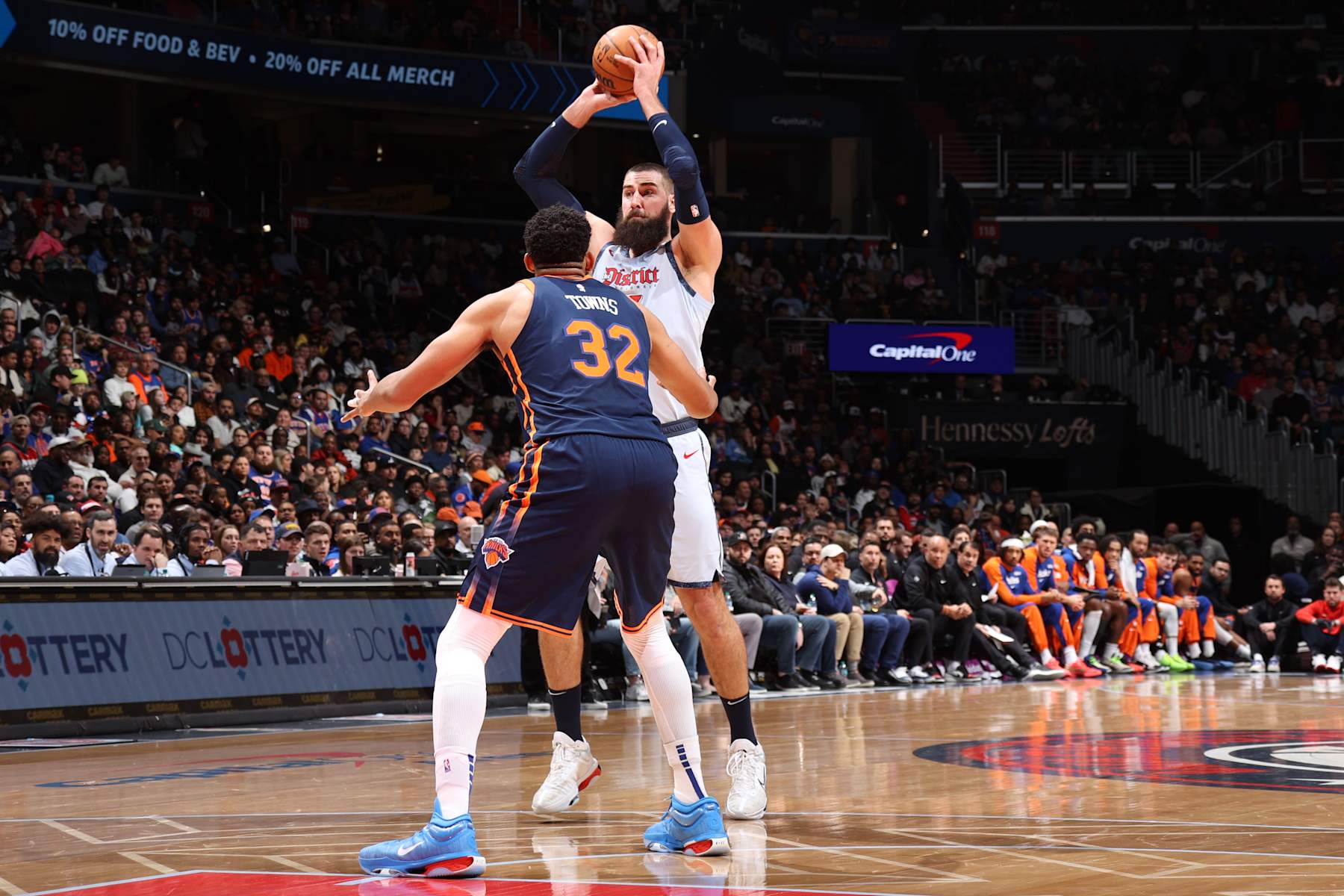 WASHINGTON, DC -  DECEMBER 30: Jonas Valanciunas #17 of the Washington Wizards passes the ball during the game against the New York Knicks on December 30, 2024 at Capital One Arena in Washington, DC. NOTE TO USER: User expressly acknowledges and agrees that, by downloading and or using this Photograph, user is consenting to the terms and conditions of the Getty Images License Agreement. Mandatory Copyright Notice: Copyright 2024 NBAE (Photo by Stephen Gosling/NBAE via Getty Images)