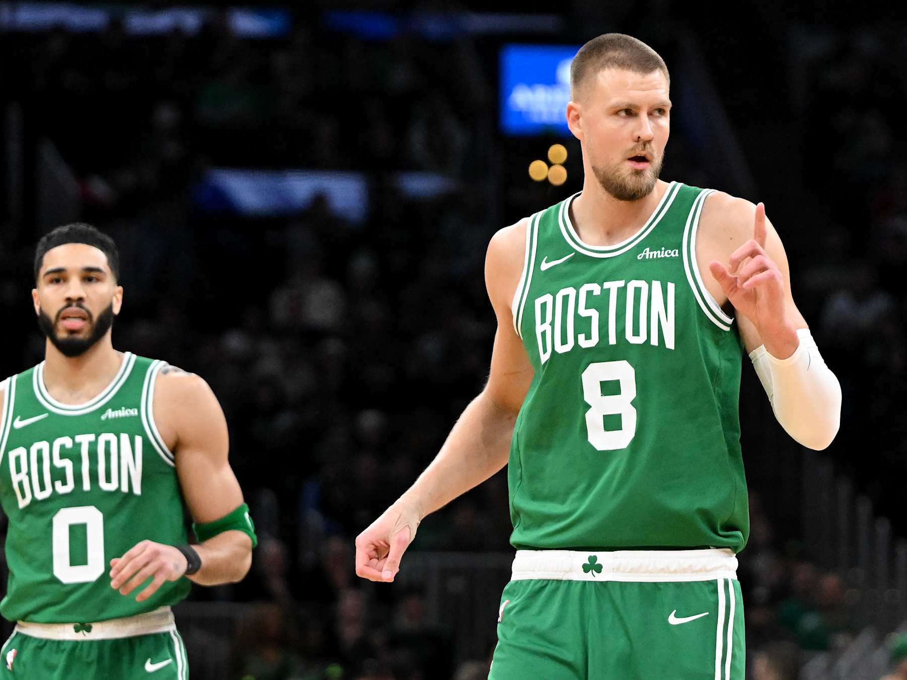 Jayson Tatum and Kristaps PorziÅÄ£is