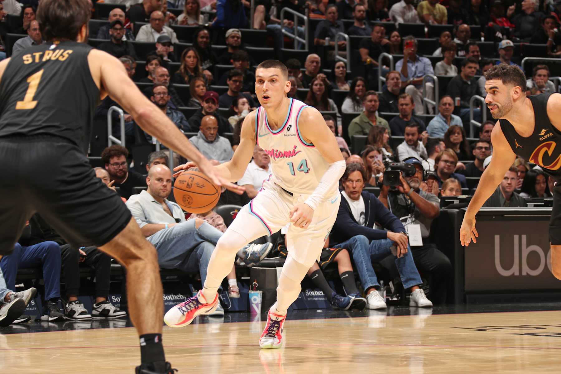 Max Strus, Tyler Herro and Georges Niang