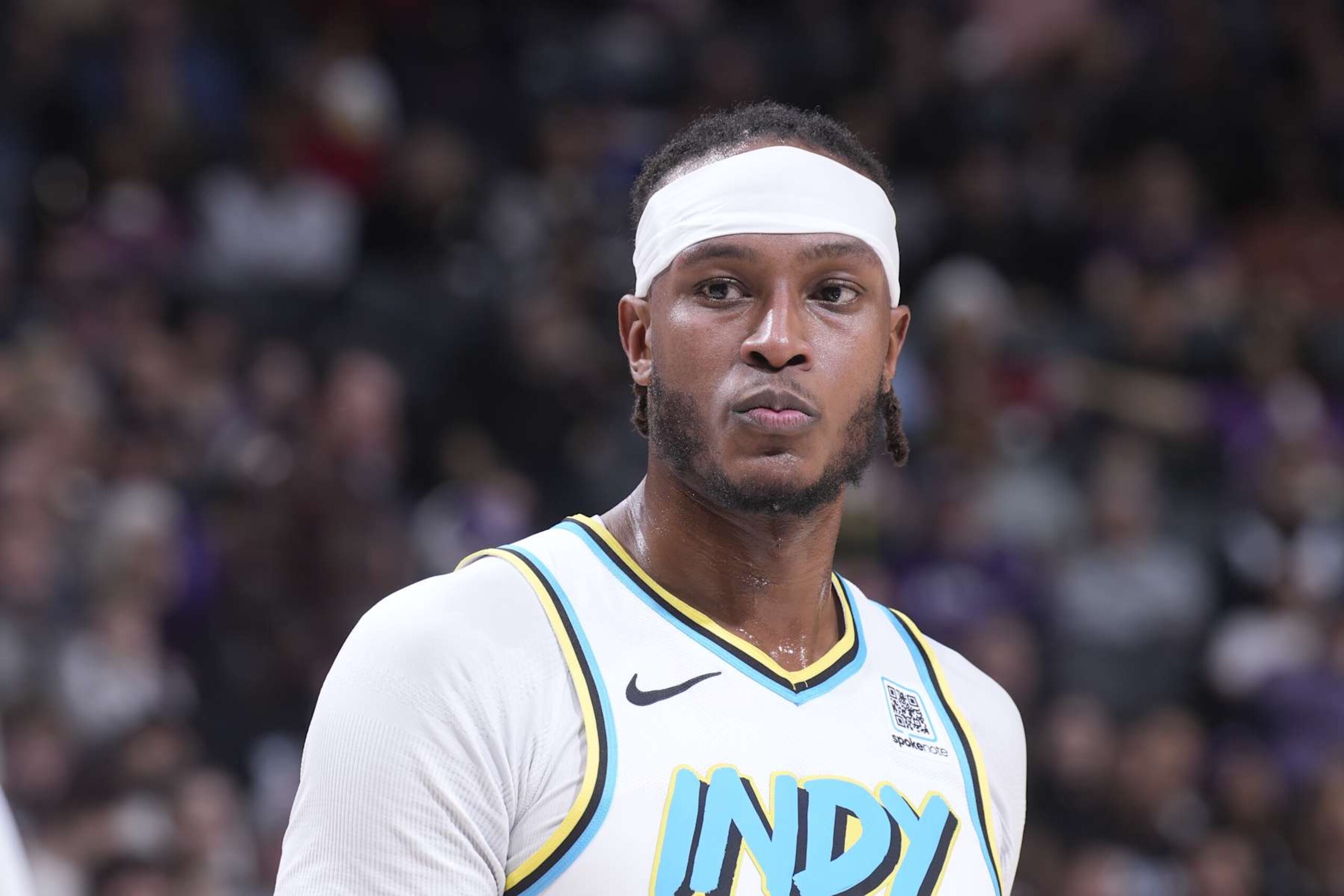 SACRAMENTO, CA - DECEMBER 22: Myles Turner #33 of the Indiana Pacers looks on during the game against the Sacramento Kings on December 22, 2024 at Golden 1 Center in Sacramento, California. NOTE TO USER: User expressly acknowledges and agrees that, by downloading and or using this photograph, User is consenting to the terms and conditions of the Getty Images Agreement. Mandatory Copyright Notice: Copyright 2024 NBAE (Photo by Rocky Widner/NBAE via Getty Images) SACRAMENTO, CA - DECEMBER 22: Myles Turner #33 of the Indiana Pacers looks on during the game against the Sacramento Kings on December 22, 2024 at Golden 1 Center in Sacramento, California. NOTE TO USER: User expressly acknowledges and agrees that, by downloading and or using this photograph, User is consenting to the terms and conditions of the Getty Images Agreement. Mandatory Copyright Notice: Copyright 2024 NBAE (Photo by Rocky Widner/NBAE via Getty Images)