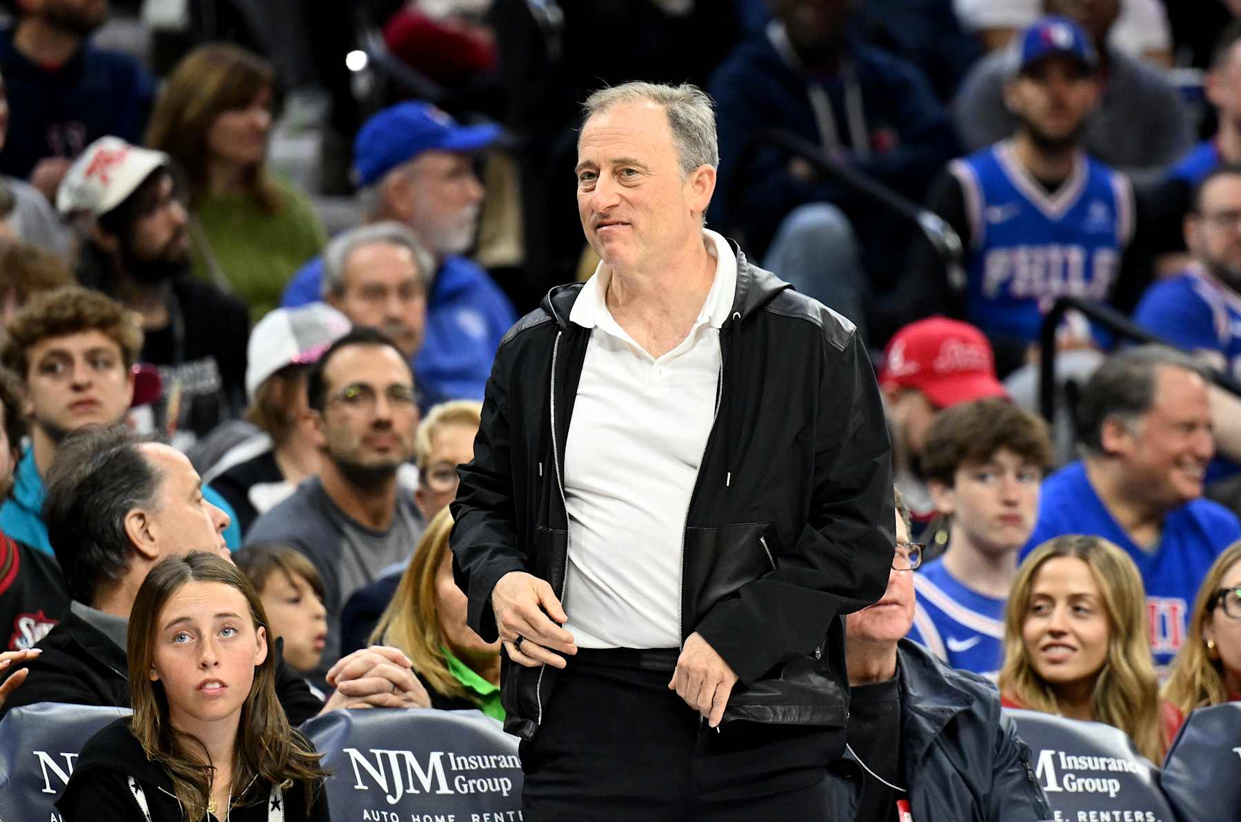 PHILADELPHIA, PENNSYLVANIA - APRIL 14: Philadelphia 76ers owner Josh Harris watches the game against the Brooklyn Nets at the Wells Fargo Center on April 14, 2024 in Philadelphia, Pennsylvania.  NOTE TO USER: User expressly acknowledges and agrees that, by downloading and or using this photograph, User is consenting to the terms and conditions of the Getty Images License Agreement.  (Photo by G Fiume/Getty Images)