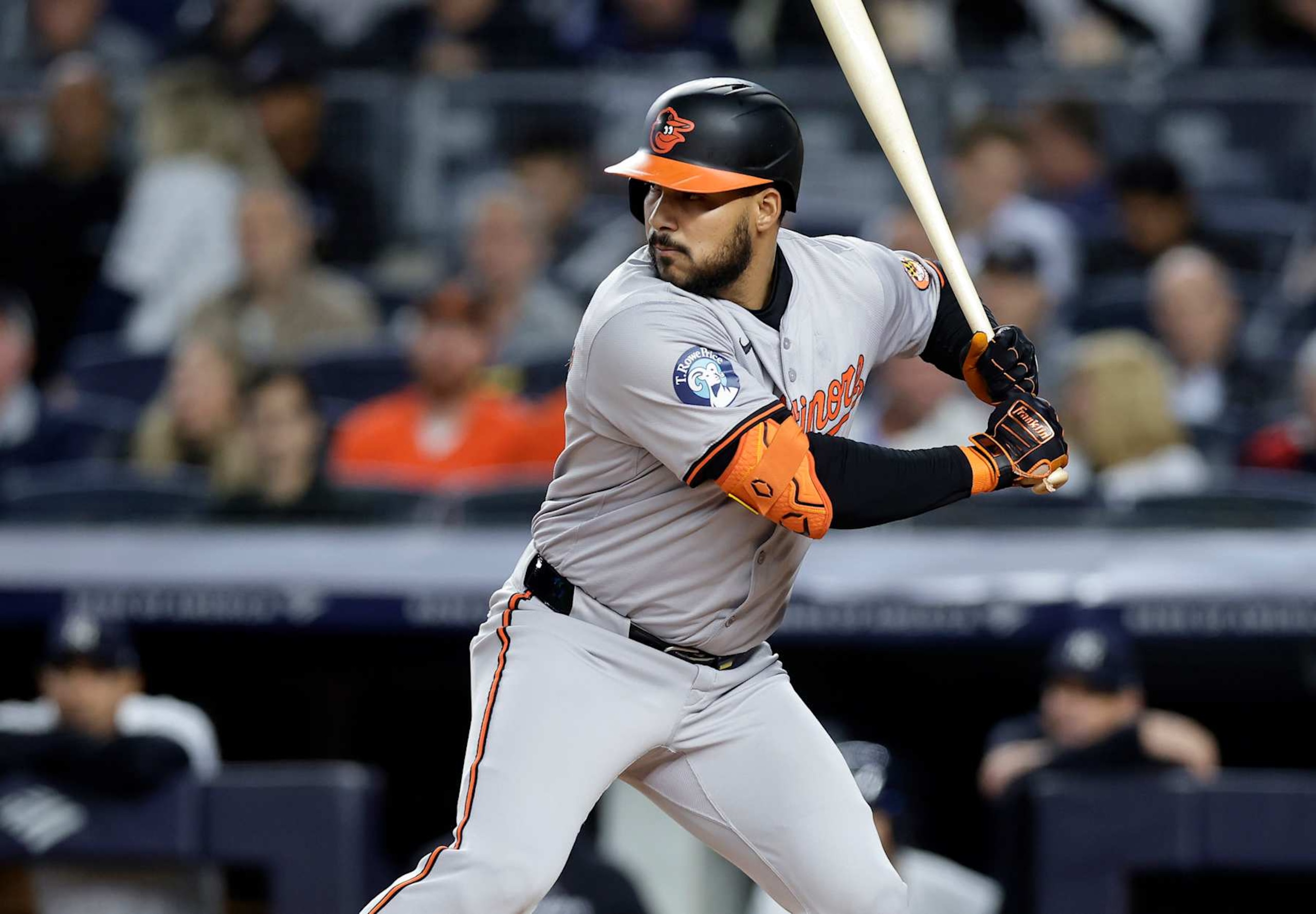 NEW YORK, NEW YORK - SEPTEMBER 24:  Anthony Santander #25 of the Baltimore Orioles in action against the New York Yankees at Yankee Stadium on September 24, 2024 in New York City. The Orioles defeated the Yankees 5-3.  (Photo by Jim McIsaac/Getty Images)