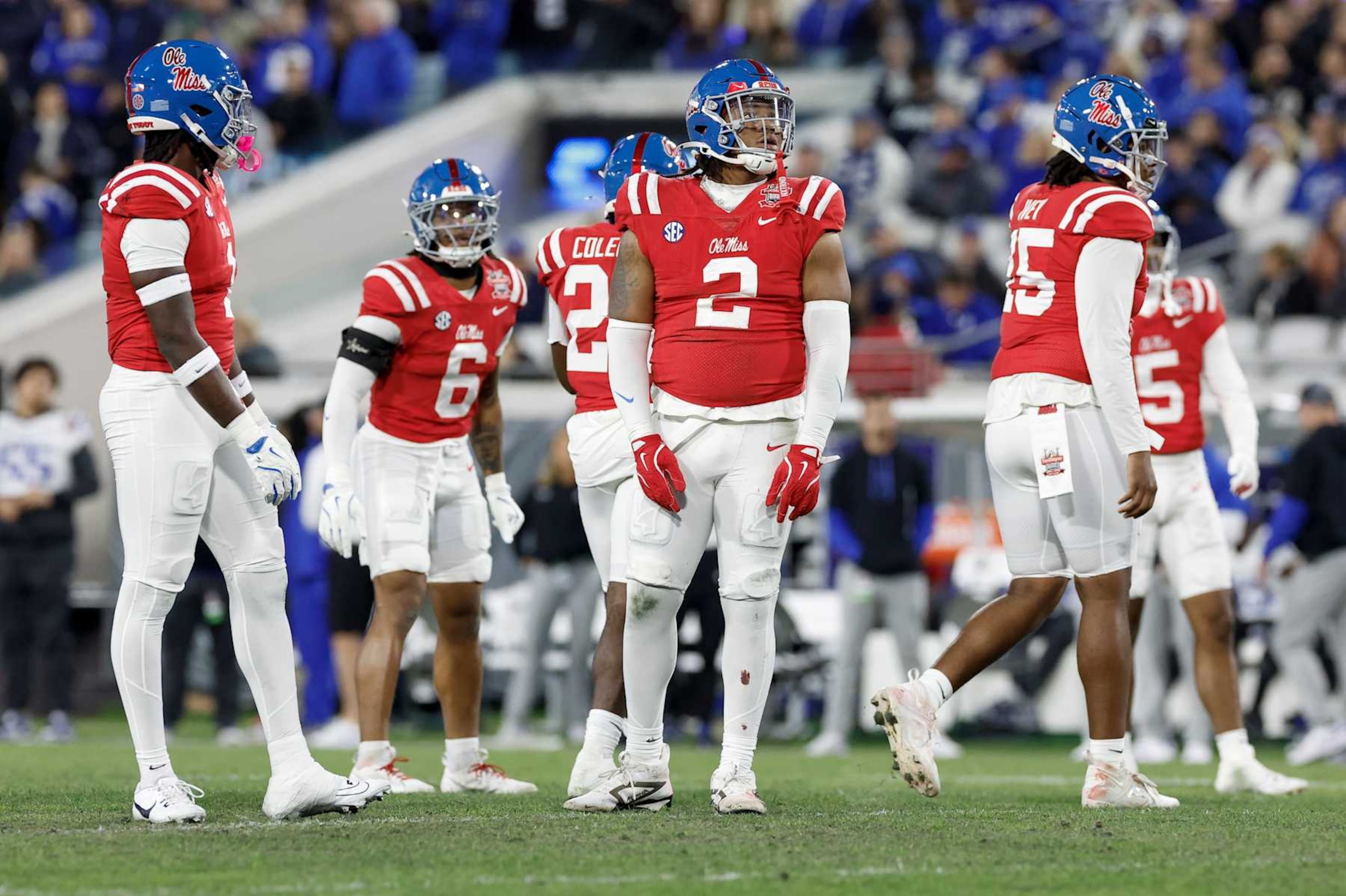 JACKSONVILLE, FL - JANUARY 02: Mississippi Rebels defensive tackle Walter Nolen (2) lines up for a play during the game between the Mississippi Rebels and the Duke Blue Devils on January 2, 2025 at EverBank Stadium in Jacksonville, Fl. (Photo by David Rosenblum/Icon Sportswire via Getty Images)