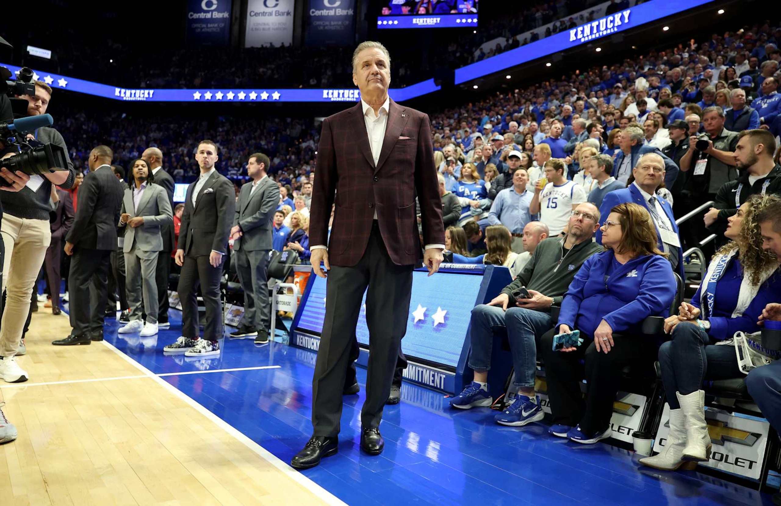 LEXINGTON, KENTUCKY - FEBRUARY 01: John Calipari the head coach of the Arkansa Razorbacks stands on the sideline before the start of the game against the Kentucky Wildcats at Rupp Arena on February 01, 2025 in Lexington, Kentucky. It is the first game back in Rupp Arena after leaving Kentucky for Arkansa after last season.
(Photo by Andy Lyons/Getty Images) LEXINGTON, KENTUCKY - FEBRUARY 01: John Calipari the head coach of the Arkansa Razorbacks stands on the sideline before the start of the game against the Kentucky Wildcats at Rupp Arena on February 01, 2025 in Lexington, Kentucky. It is the first game back in Rupp Arena after leaving Kentucky for Arkansa after last season.
(Photo by Andy Lyons/Getty Images)