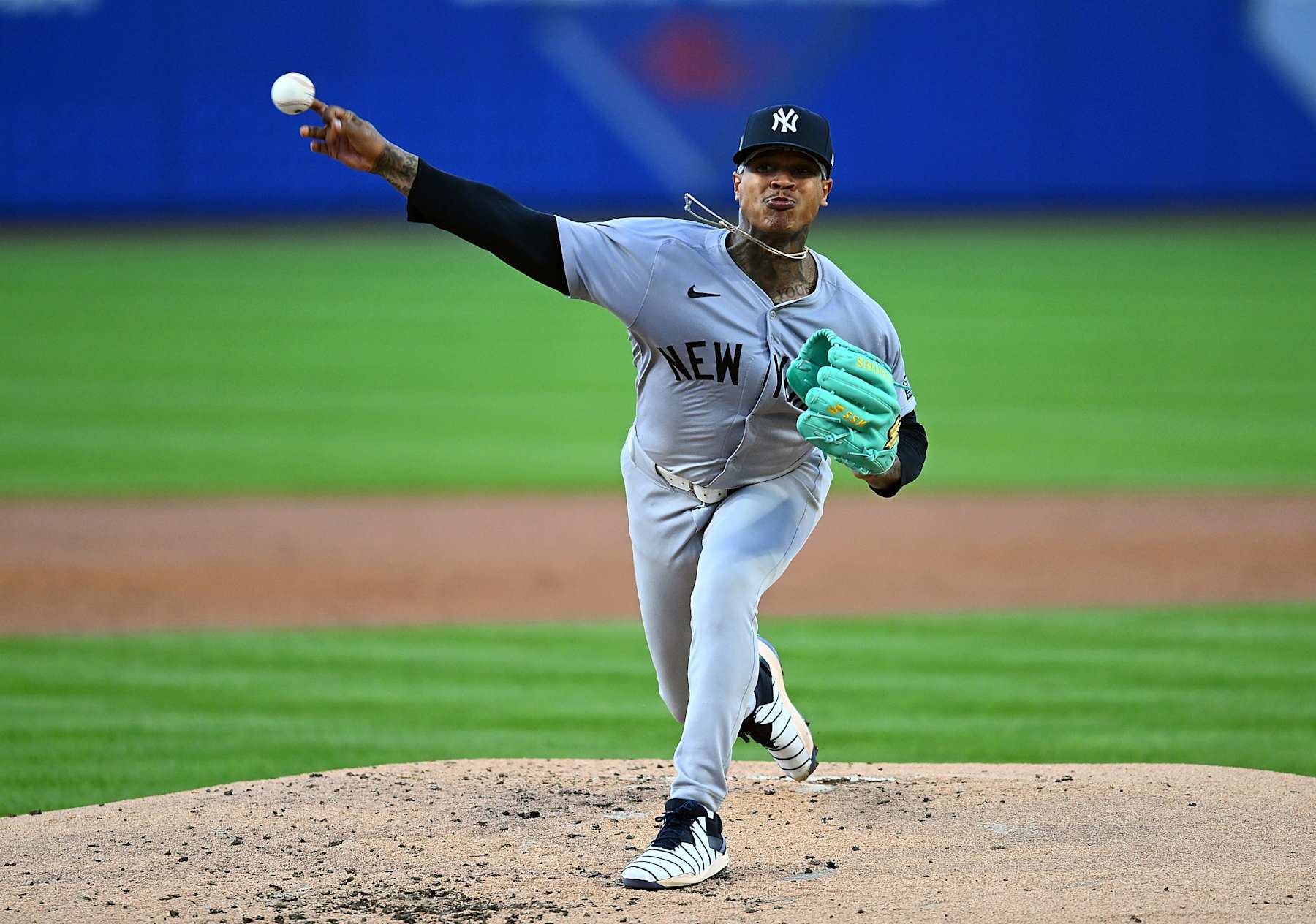 SOUTH WILLIAMSPORT, PENNSYLVANIA - AUGUST 18:  Marcus Stroman #0 of the New York Yankees pitches during the second inning against the Detroit Tigers at Bowman Field on August 18, 2024 in South Williamsport, Pennsylvania. (Photo by Joe Sargent/Getty Images)