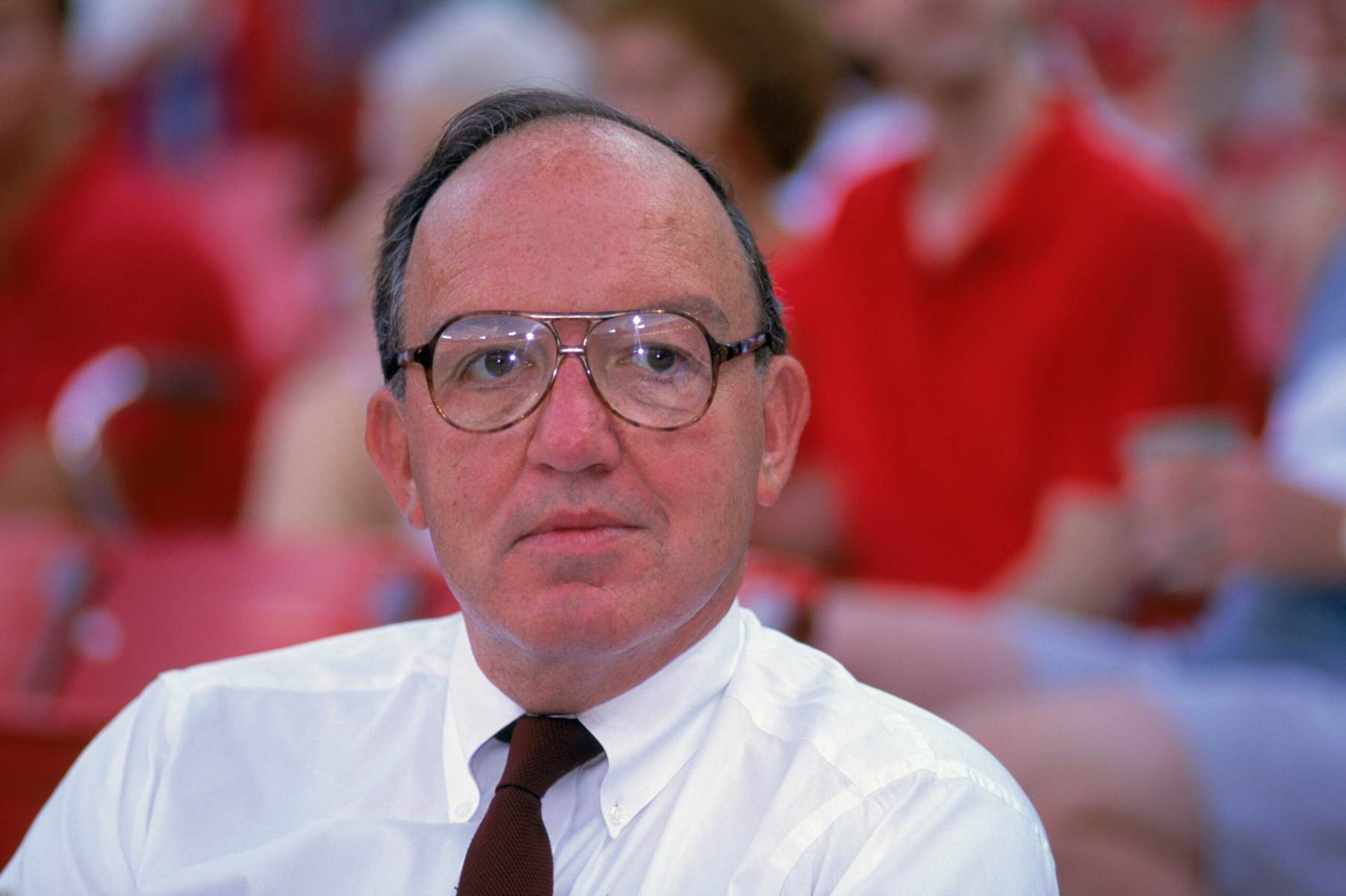 ST. LOUIS - 1992:  Major League Baseball Commissioner Fay Vincent looks on as he attends a St. Louis Cardinals baseball game in 1992 at Busch Stadium in St. Louis, Missouri.  Fay Vincent served as MLB Commissioner from 1989-1992.  (Photo by Don Donovan/MLB via Getty Images)