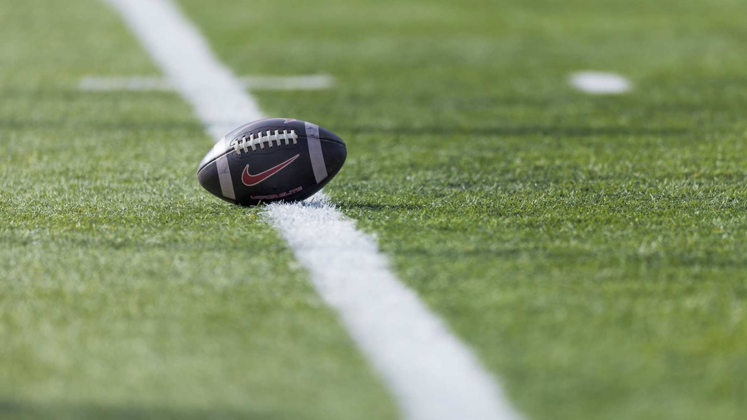 SAN JOSE, CA - NOVEMBER 29:  A detail view of a football on the field at CEFCU Stadium during a game between the San Jose State Spartans and the visiting Stanford Cardinal played on November 29, 2024 in San Jose, California.  (Photo by David Madison/Getty Images)