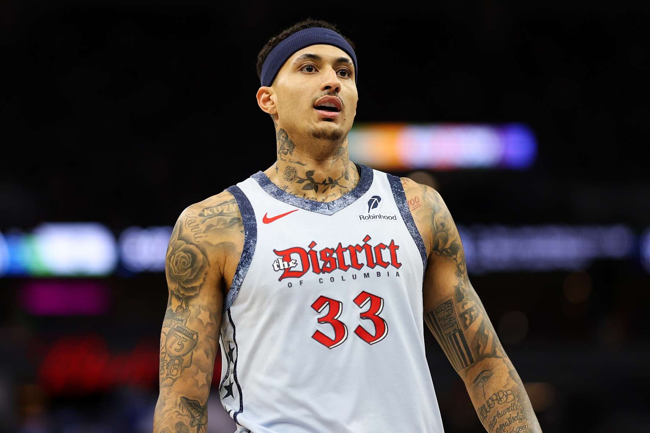 MINNEAPOLIS, MINNESOTA - FEBRUARY 01: Kyle Kuzma #33 of the Washington Wizards looks on against the Minnesota Timberwolves in the first quarter at Target Center on February 01, 2025 in Minneapolis, Minnesota. NOTE TO USER: User expressly acknowledges and agrees that, by downloading and or using this photograph, User is consenting to the terms and conditions of the Getty Images License Agreement. (Photo by David Berding/Getty Images) MINNEAPOLIS, MINNESOTA - FEBRUARY 01: Kyle Kuzma #33 of the Washington Wizards looks on against the Minnesota Timberwolves in the first quarter at Target Center on February 01, 2025 in Minneapolis, Minnesota. NOTE TO USER: User expressly acknowledges and agrees that, by downloading and or using this photograph, User is consenting to the terms and conditions of the Getty Images License Agreement. (Photo by David Berding/Getty Images)