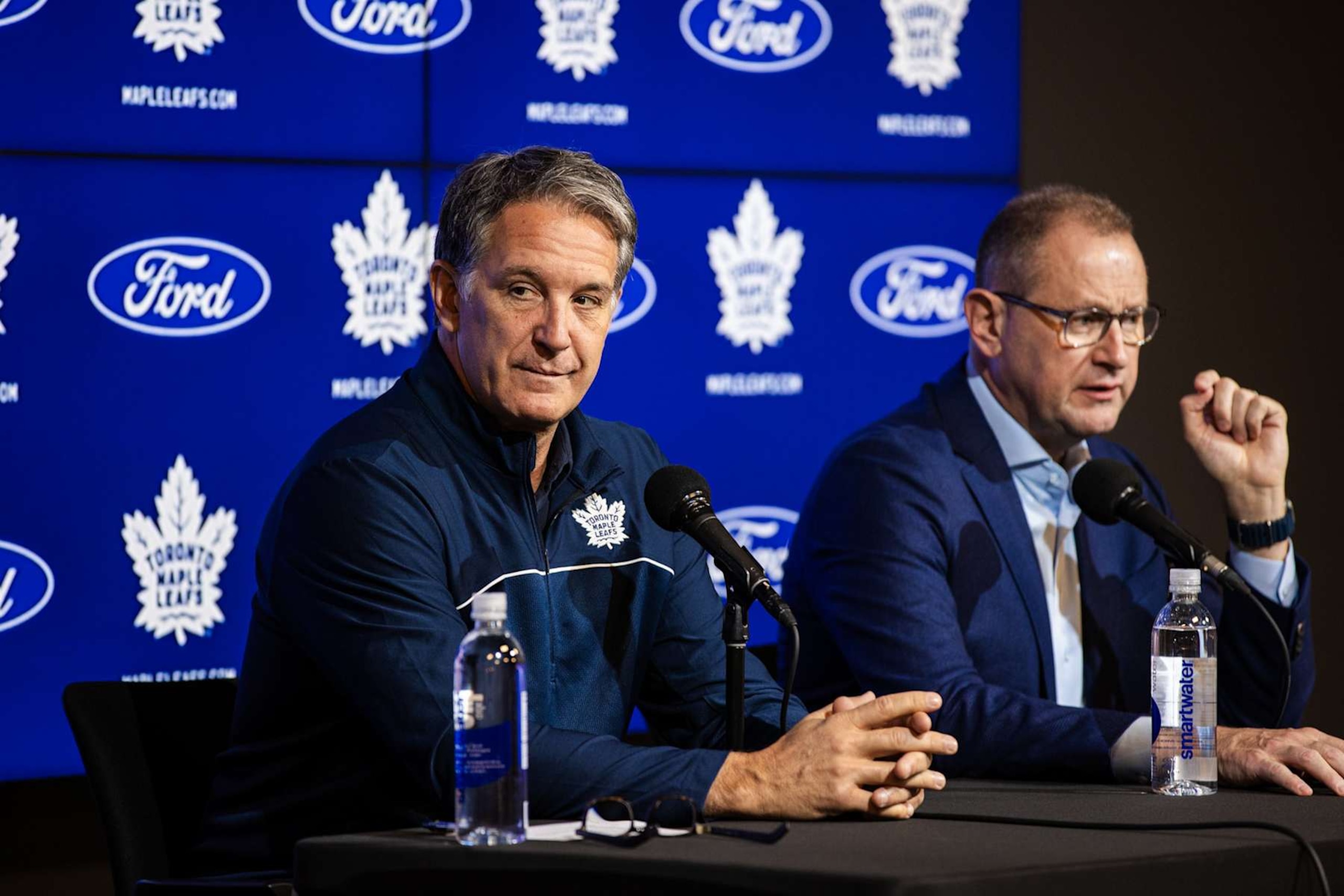 Toronto Maple Leafs president Brendan Shanahan (left) and general manager Brad Treliving. 