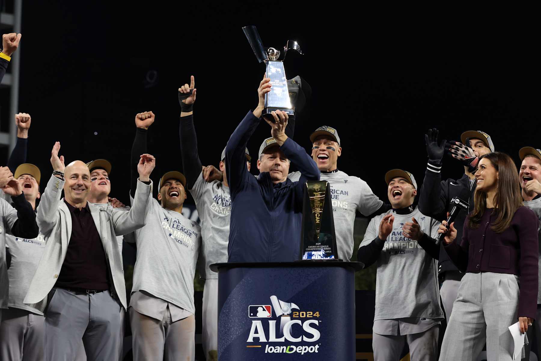 Hal Steinbrenner (middle) in October 2024 Hal Steinbrenner (middle) in October 2024