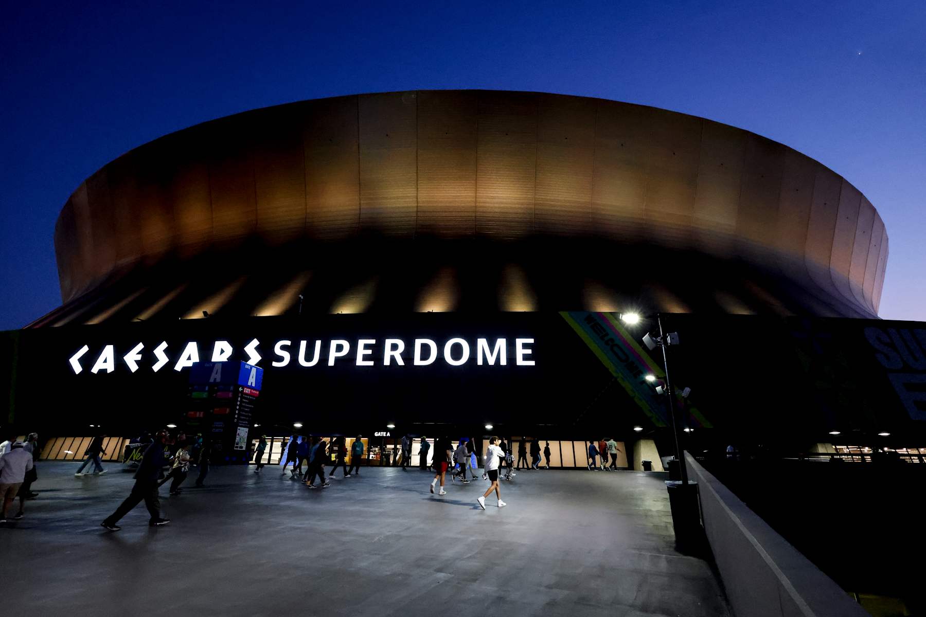 NEW ORLEANS, LA - FEBRUARY 3: A general view from outside of the Caesars Superdome prior to the Super Bowl LIX Opening Night fueled by Gatorade with Philadelphia Eagles and Kansas City Chiefs on February 3, 2025 in New Orleans, Louisiana. (Photo by Don Juan Moore/Getty Images)