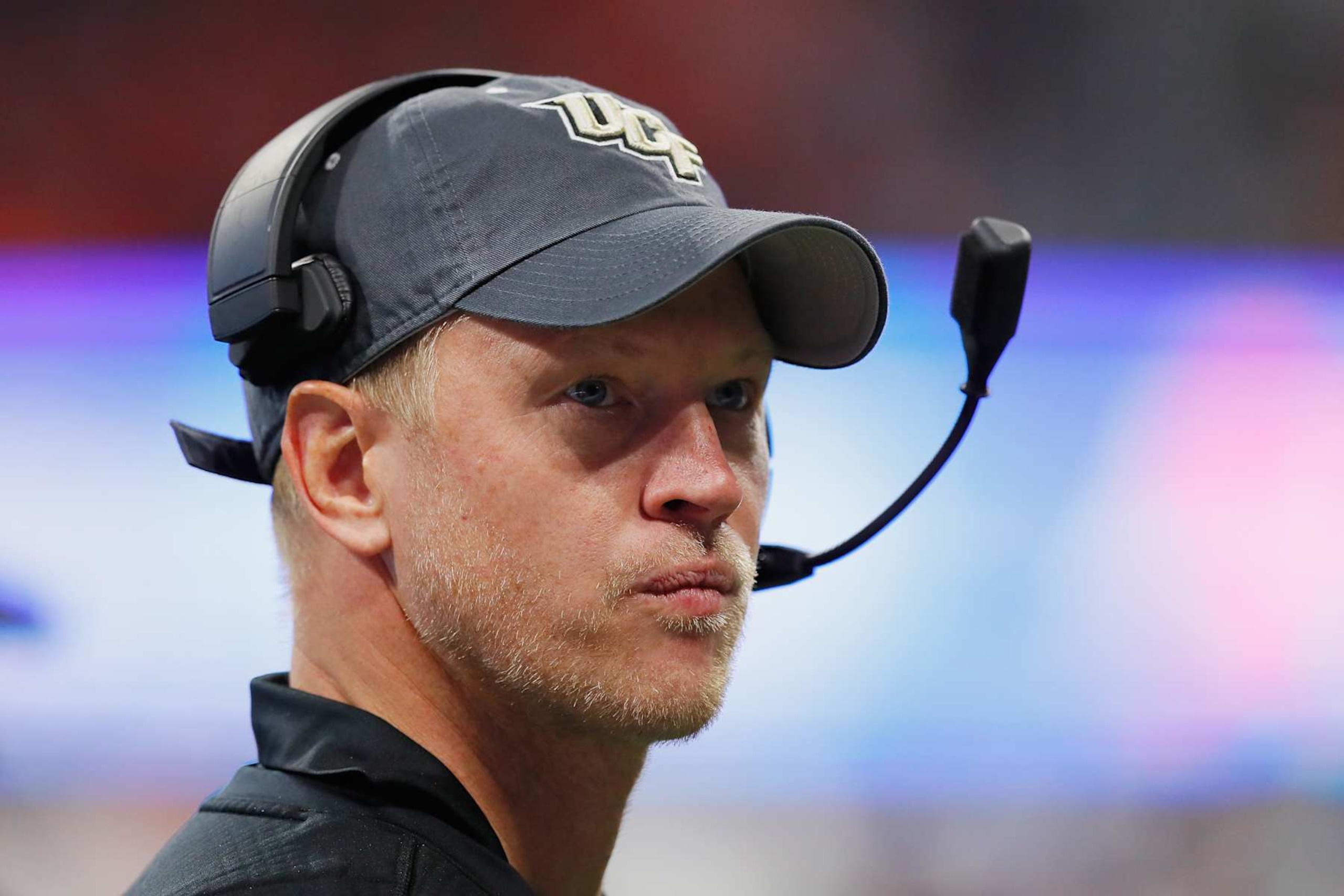 ATLANTA, GA - JANUARY 01:  Head coach Scott Frost of the UCF Knights looks on in the second half against the Auburn Tigers during the Chick-fil-A Peach Bowl at Mercedes-Benz Stadium on January 1, 2018 in Atlanta, Georgia.  (Photo by Kevin C. Cox/Getty Images)