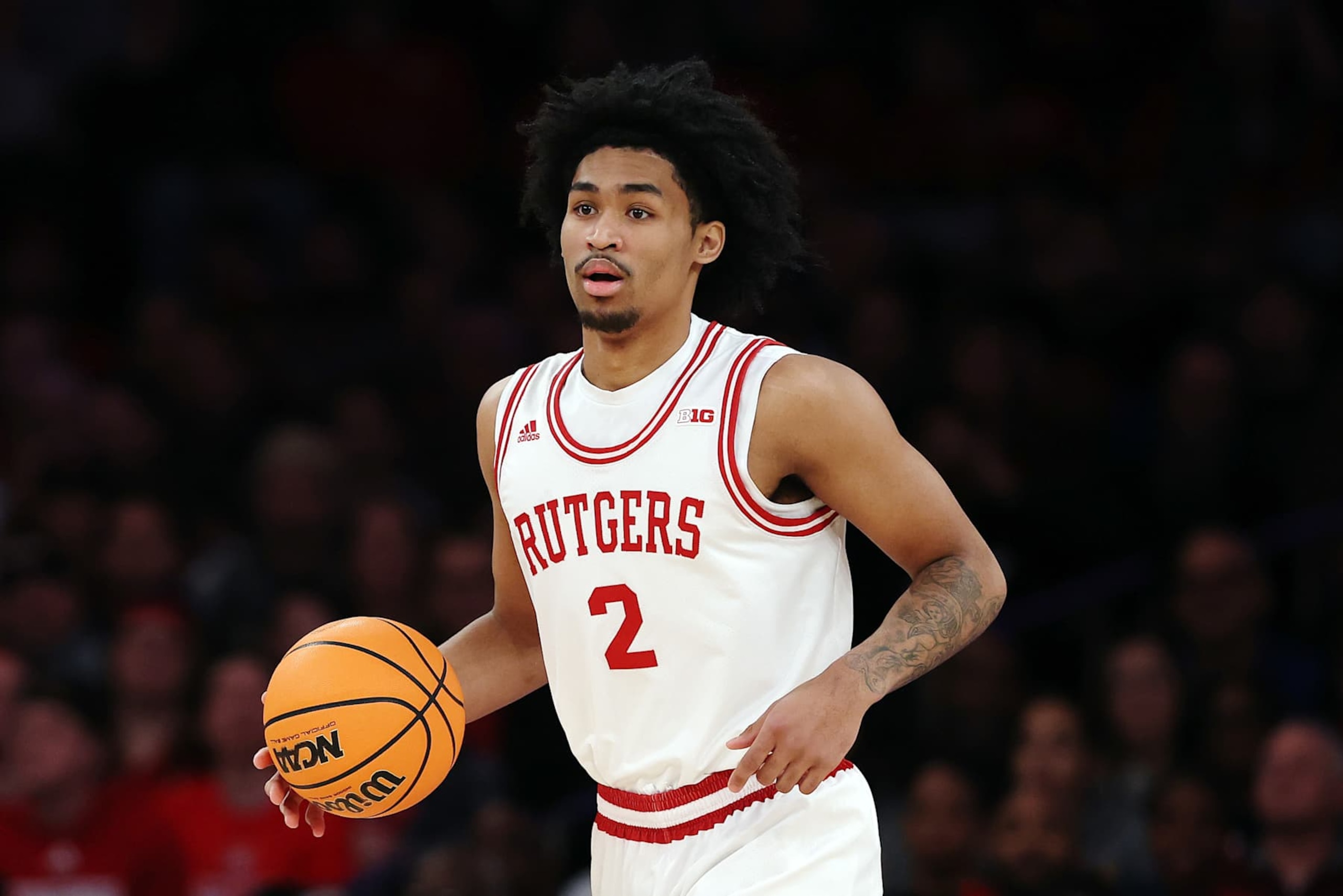 NEW YORK, NEW YORK - JANUARY 25: Dylan Harper #2 of the Rutgers Scarlet Knights dribbles during the first half against the Michigan State Spartans at Madison Square Garden on January 25, 2025 in New York City. (Photo by Sarah Stier/Getty Images) NEW YORK, NEW YORK - JANUARY 25: Dylan Harper #2 of the Rutgers Scarlet Knights dribbles during the first half against the Michigan State Spartans at Madison Square Garden on January 25, 2025 in New York City. (Photo by Sarah Stier/Getty Images)