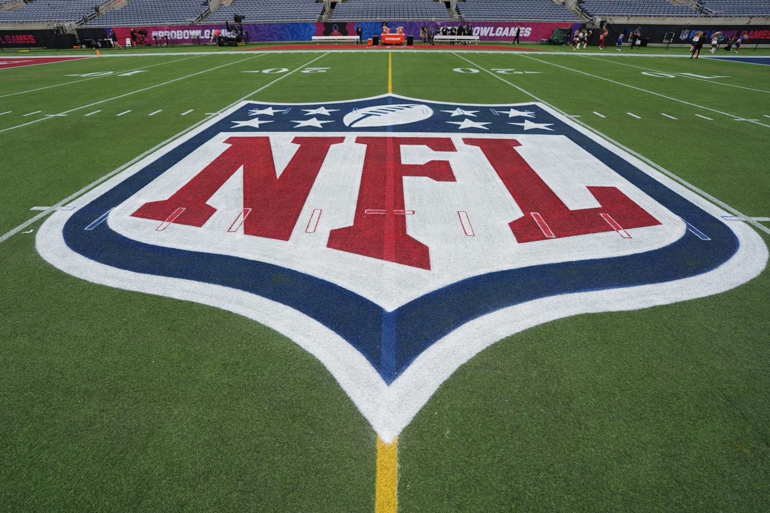 ORLANDO, FLORIDA - FEBRUARY 02: A detail of the NFL logo prior to the 2025 NFL Pro Bowl Games at Camping World Stadium on February 02, 2025 in Orlando, Florida. (Photo by Perry Knotts/Getty Images) ORLANDO, FLORIDA - FEBRUARY 02: A detail of the NFL logo prior to the 2025 NFL Pro Bowl Games at Camping World Stadium on February 02, 2025 in Orlando, Florida. (Photo by Perry Knotts/Getty Images)