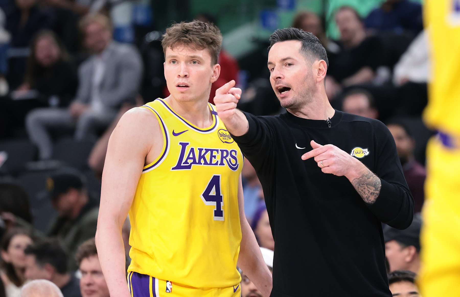 Dalton Knecht and Lakers head coach JJ Redick