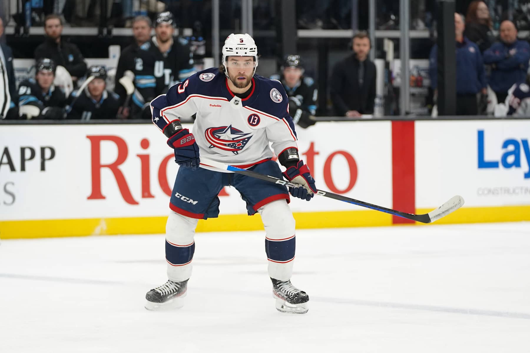 SALT LAKE CITY, UT - JANUARY 31: Columbus Blue Jackets defenseman Ivan Provorov (9) as seen during an NHL game between the Columbus Blue Jackets and the Utah Hockey Club on January 31, 2025, at the Delta Center in Salt Lake City, UT. (Photo by Aaron Baker/Icon Sportswire via Getty Images)