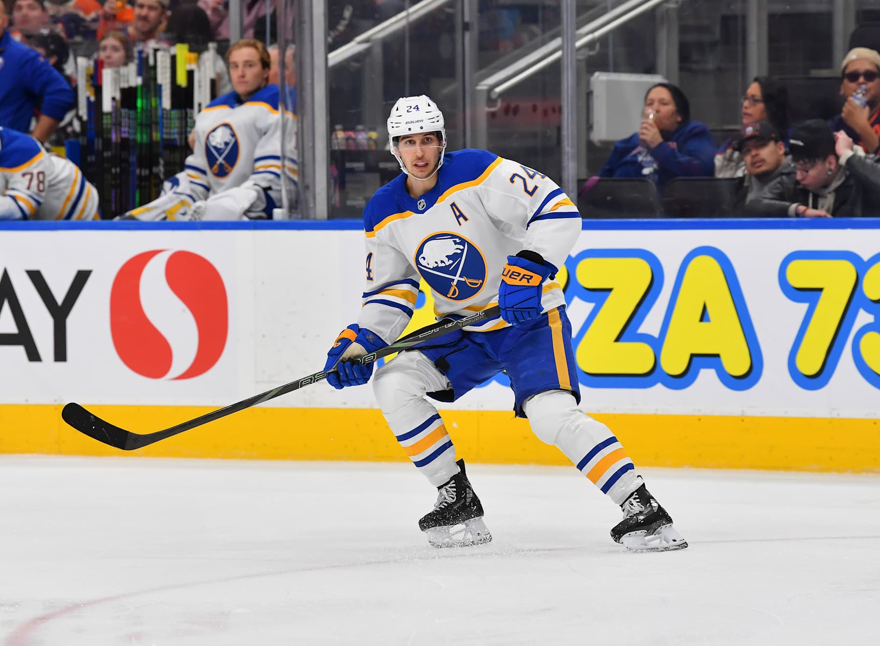 EDMONTON, CANADA - JANUARY 25: Dylan Cozens #24 of the Buffalo Sabres in action during the game against the Edmonton Oilers at Rogers Place on January 25, 2025, in Edmonton, Alberta, Canada. (Photo by Andy Devlin/NHLI via Getty Images)