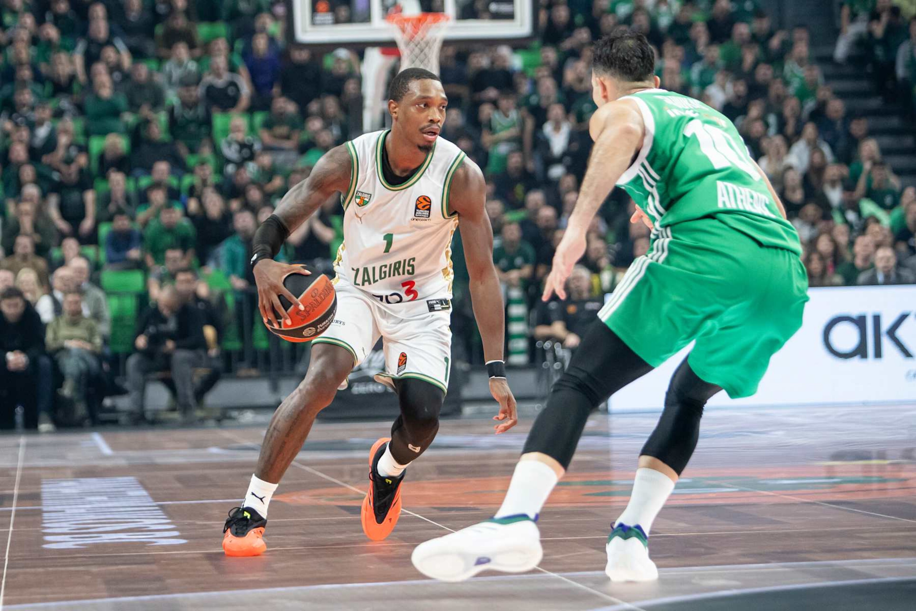 ATHENS, GREECE - JANUARY 23: Lonnie Walker IV, #1 of Zalgiris Kaunas in action during the Turkish Airlines EuroLeague Regular Season Round 23 match between Panathinaikos Athens and Zalgiris Kaunas at OAKA on January 23, 2025 in Athens, Greece. (Photo by Panagiotis Moschandreou/Euroleague Basketball via Getty Images) ATHENS, GREECE - JANUARY 23: Lonnie Walker IV, #1 of Zalgiris Kaunas in action during the Turkish Airlines EuroLeague Regular Season Round 23 match between Panathinaikos Athens and Zalgiris Kaunas at OAKA on January 23, 2025 in Athens, Greece. (Photo by Panagiotis Moschandreou/Euroleague Basketball via Getty Images)