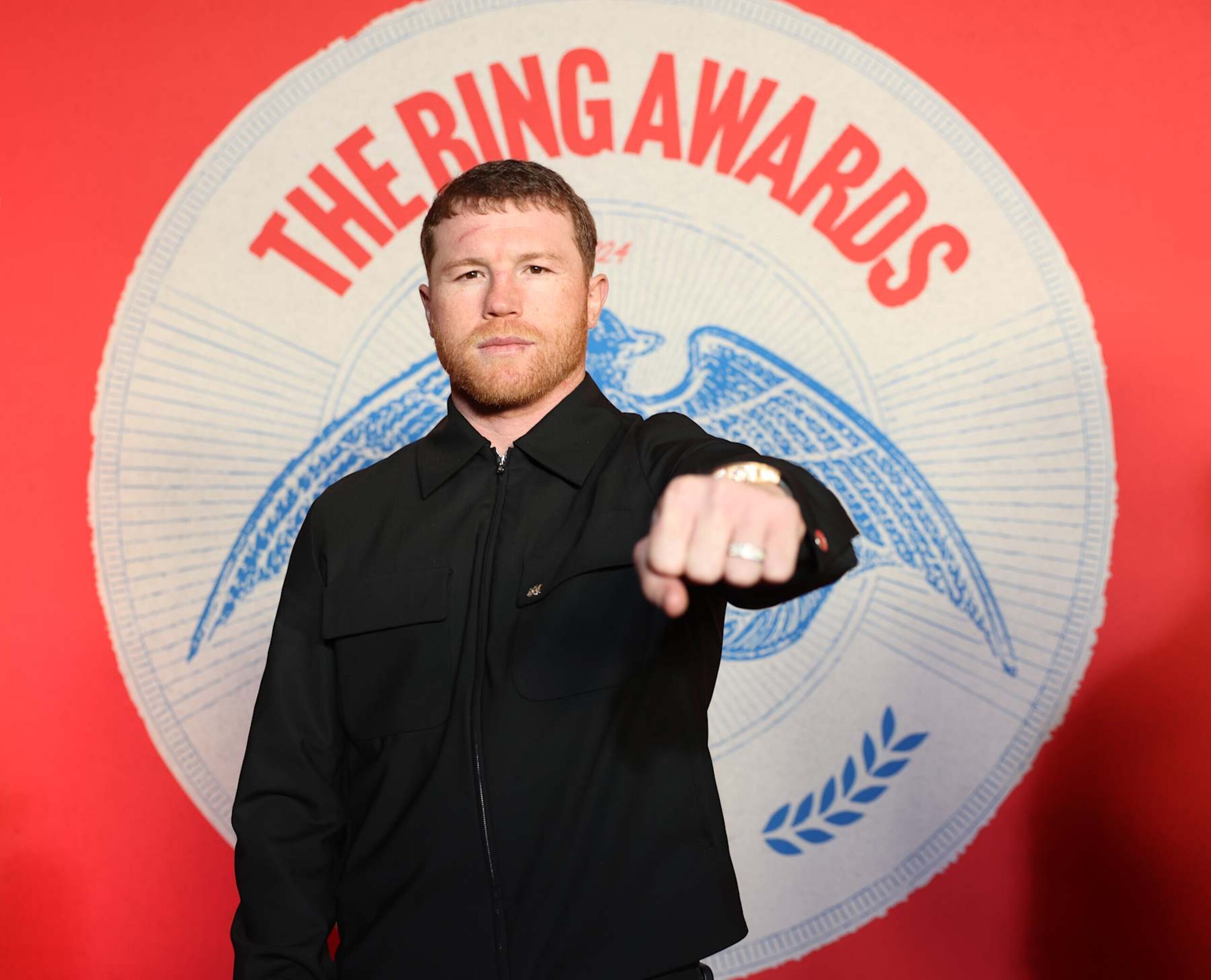 LONDON, ENGLAND - JANUARY 11:  Saul 'Canelo' Alvarez poses during the Ring Magazine Awards at Old Royal Naval College on January 11, 2025 in London, England.  (Photo by Mark Robinson/Getty Images)