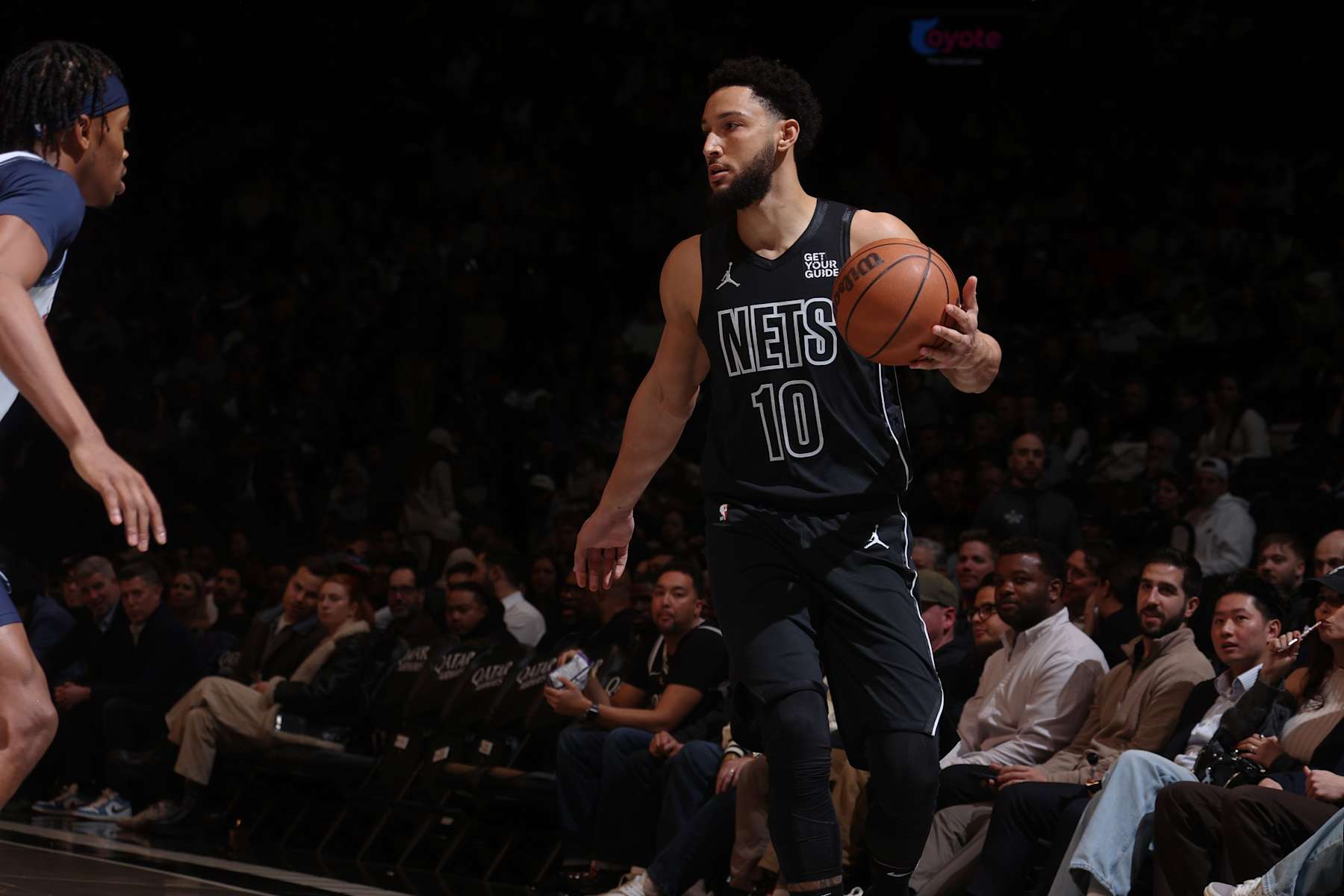BROOKLYN, NY - FEBRUARY 5: Ben Simmons #10 of the Brooklyn Nets looks to pass the ball during the game against the Washington Wizards on February 5, 2025 at Barclays Center in Brooklyn, New York. NOTE TO USER: User expressly acknowledges and agrees that, by downloading and or using this Photograph, user is consenting to the terms and conditions of the Getty Images License Agreement. Mandatory Copyright Notice: Copyright 2025 NBAE (Photo by Nathaniel S. Butler/NBAE via Getty Images)
