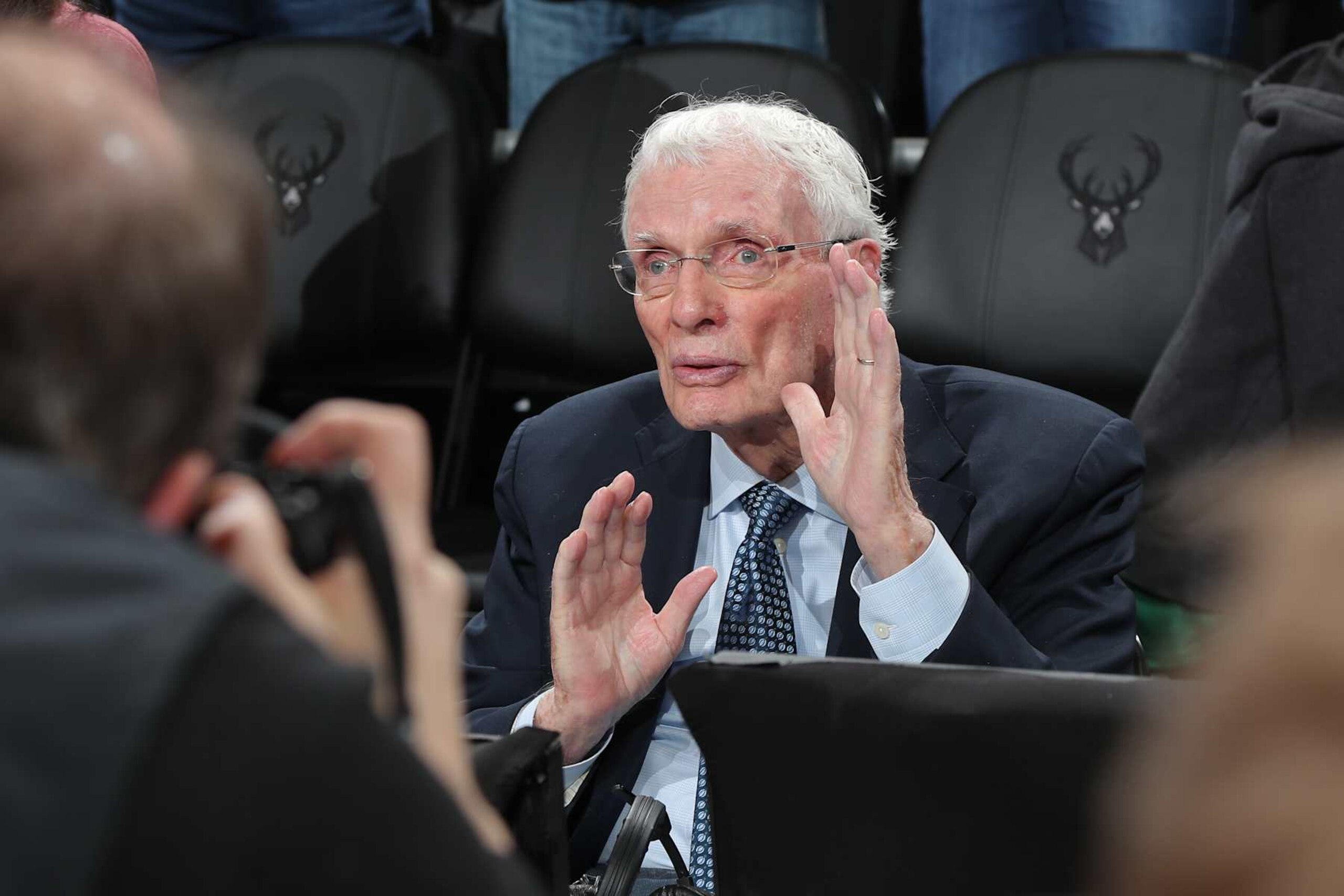 MILWAUKEE, WI - FEBRUARY 9: Hubie Brown is honored during the game between the Philadelphia 76ers and the Milwaukee Bucks on February 9, 2025 at Fiserv Forum Center in Milwaukee, Wisconsin. NOTE TO USER: User expressly acknowledges and agrees that, by downloading and or using this Photograph, user is consenting to the terms and conditions of the Getty Images License Agreement. Mandatory Copyright Notice: Copyright 2025 NBAE(Photo by Gary Dineen/NBAE via Getty Images).