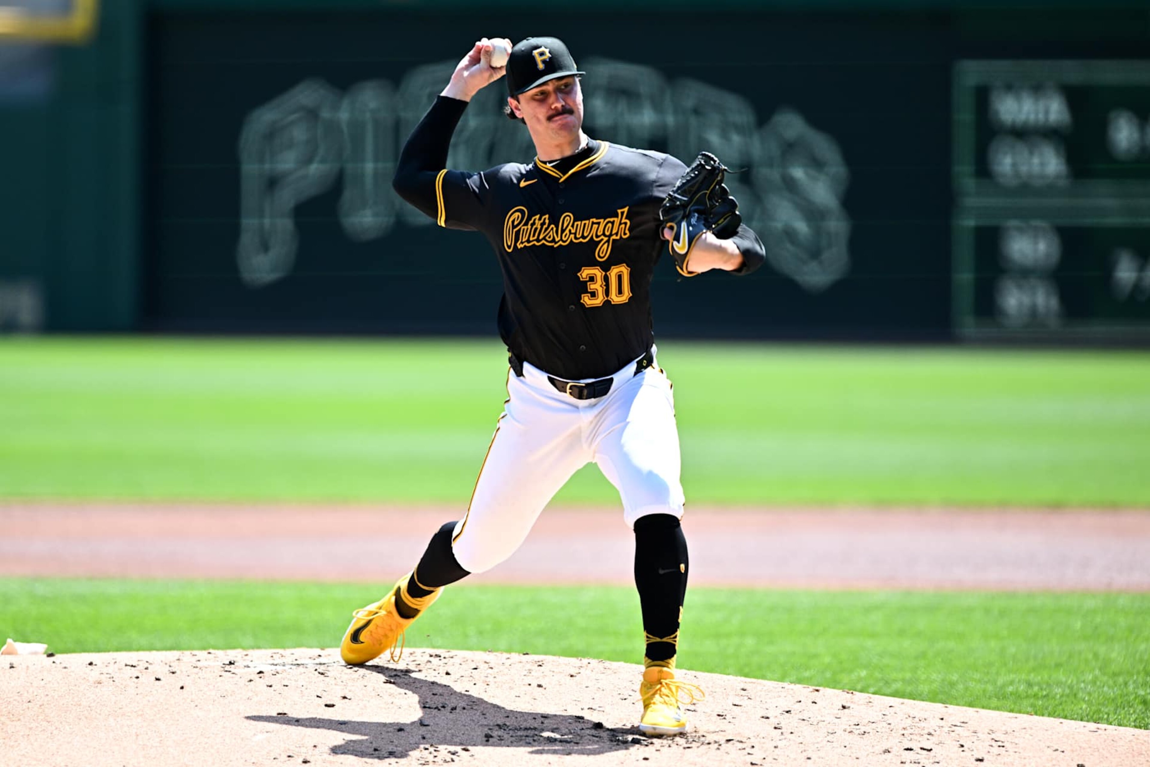 PITTSBURGH, PENNSYLVANIA - AUGUST 28, 2024: Paul Skenes #30 of the Pittsburgh Pirates throws a pitch during the second inning against the Chicago Cubs at PNC Park on August 28, 2024 in Pittsburgh, Pennsylvania. (Photo by Chris Bernacchi/Diamond Images via Getty Images) PITTSBURGH, PENNSYLVANIA - AUGUST 28, 2024: Paul Skenes #30 of the Pittsburgh Pirates throws a pitch during the second inning against the Chicago Cubs at PNC Park on August 28, 2024 in Pittsburgh, Pennsylvania. (Photo by Chris Bernacchi/Diamond Images via Getty Images)